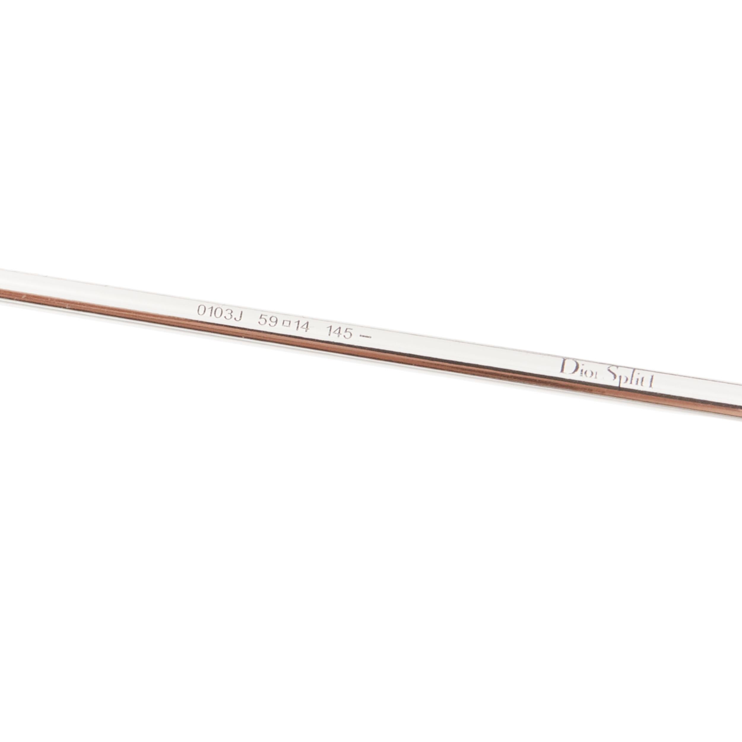 CHRISTIAN DIOR Split 0103J CD logo silver blue striped aviator sunglasses For Sale 3
