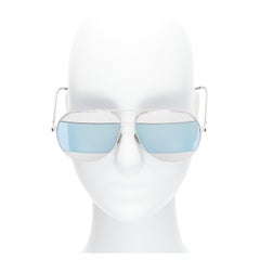 CHRISTIAN DIOR Split 0103J CD logo silver blue striped aviator sunglasses