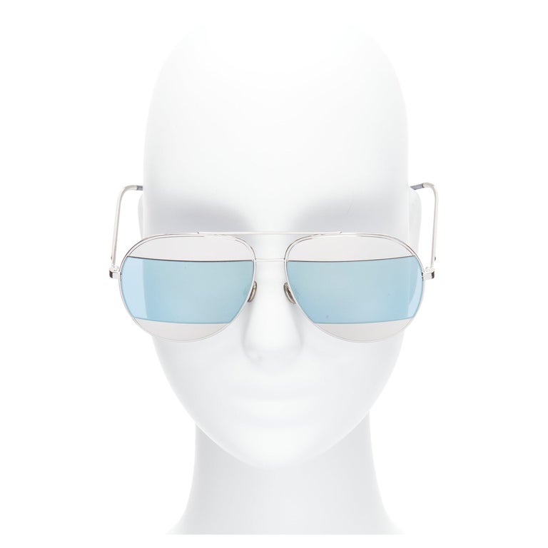 CHRISTIAN DIOR Split 0103J CD logo silver blue striped  display picture 1