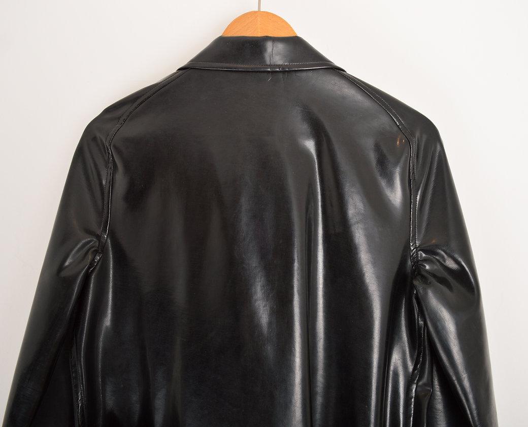 Women's Christian Dior Sport 1950'S Black Patent Vinyl Trench Coat For Sale