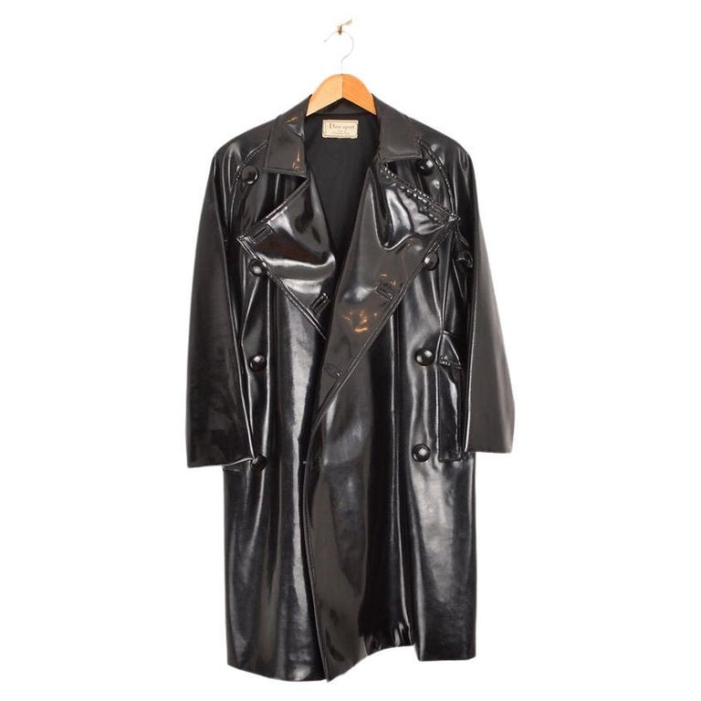 Christian Dior Sport 1950'S Black Patent Vinyl Trench Coat For Sale at ...