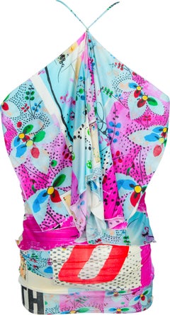 Christian Dior Spring 2003 Runway Printed Logo Graffiti Dress