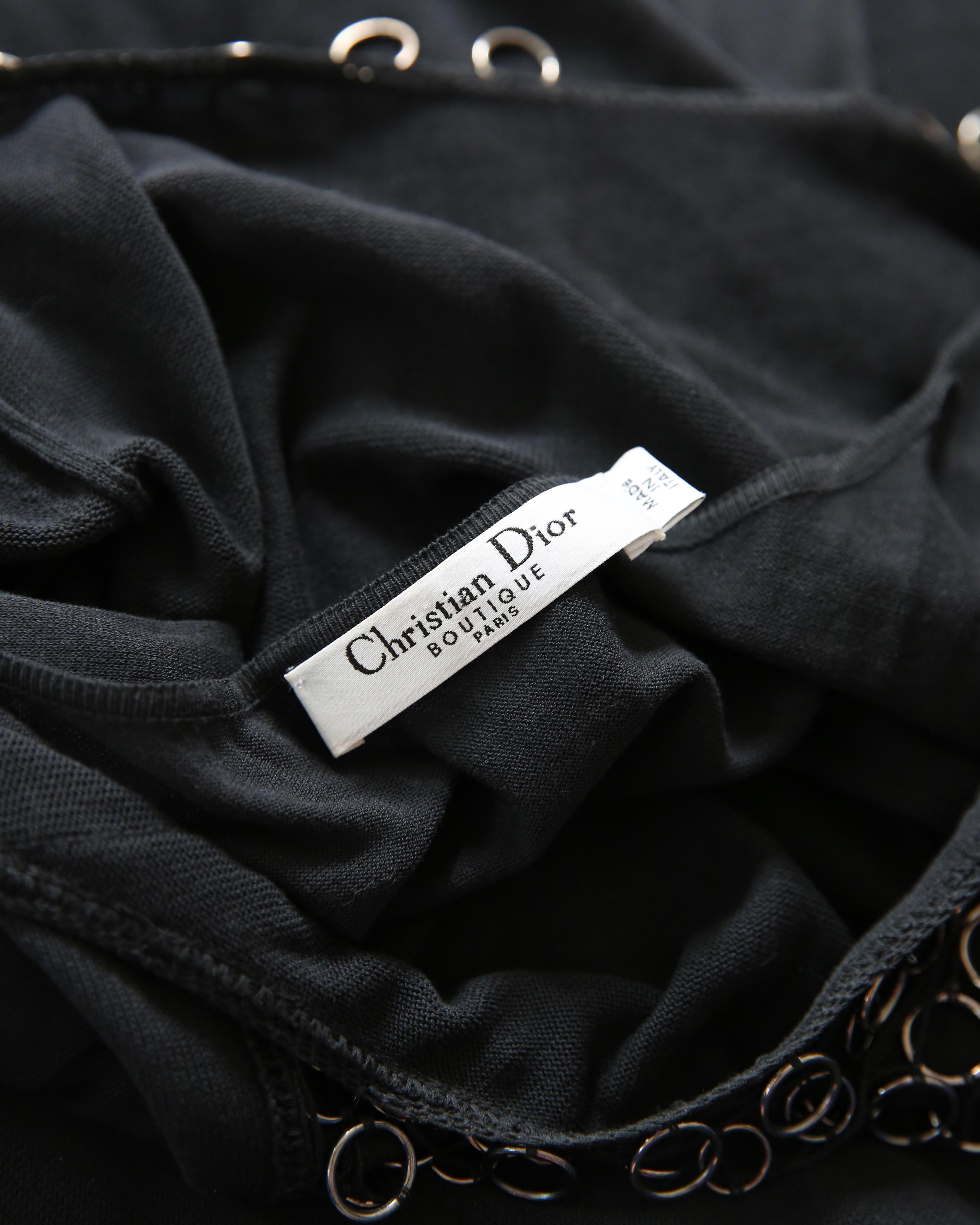 Christian Dior Spring 2007 black silver metal chain hoop sleeveless dress FR 36 For Sale 5