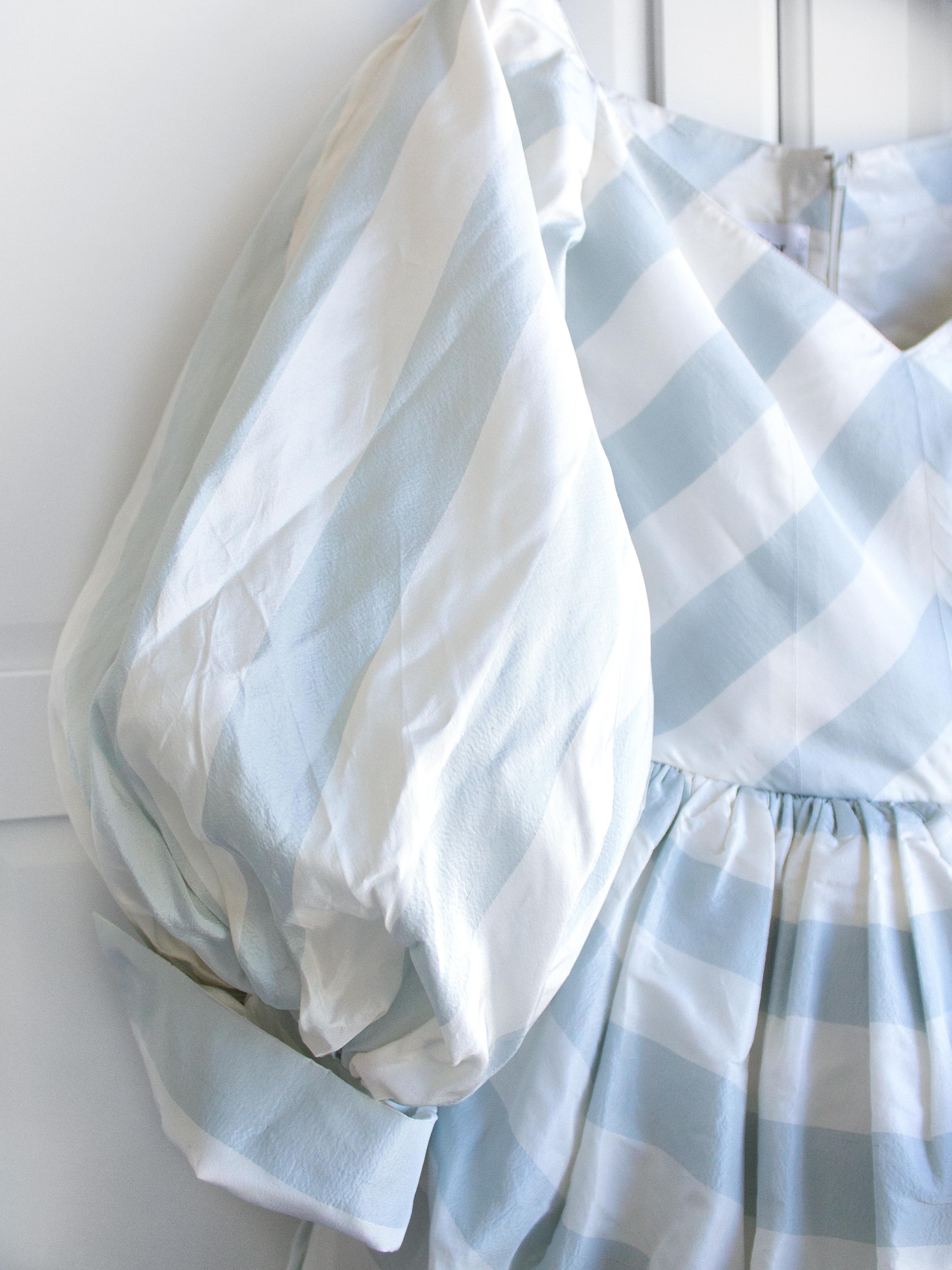Christian Dior Spring Summer 1993 Numbered Blue White Striped Silk Taffeta Dress 4