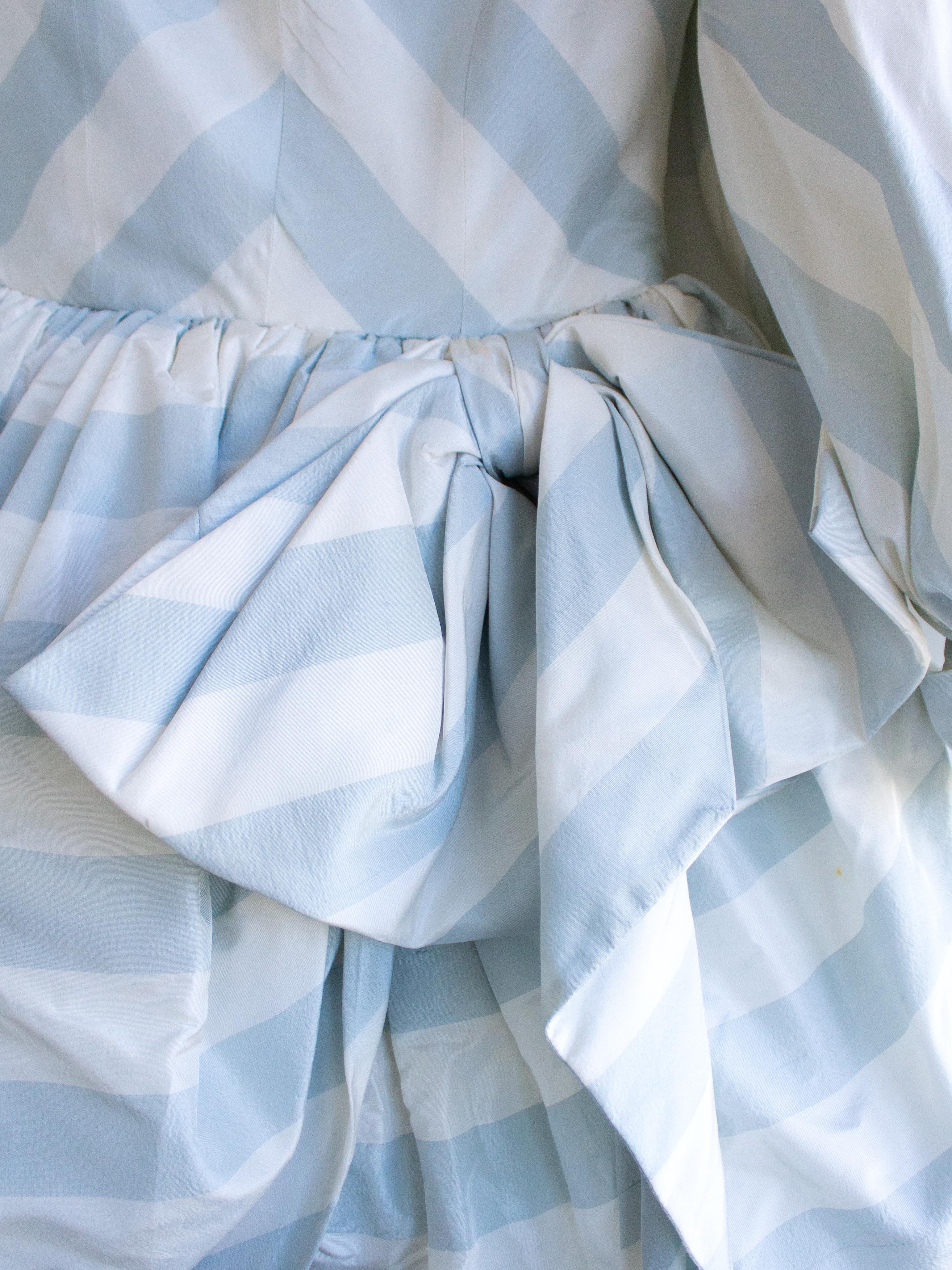 Christian Dior Spring Summer 1993 Numbered Blue White Striped Silk Taffeta Dress 5