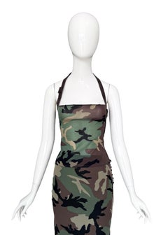Christian Dior Spring Summer 2001 - Ensemble licou et jupe en soie imprimé camouflage