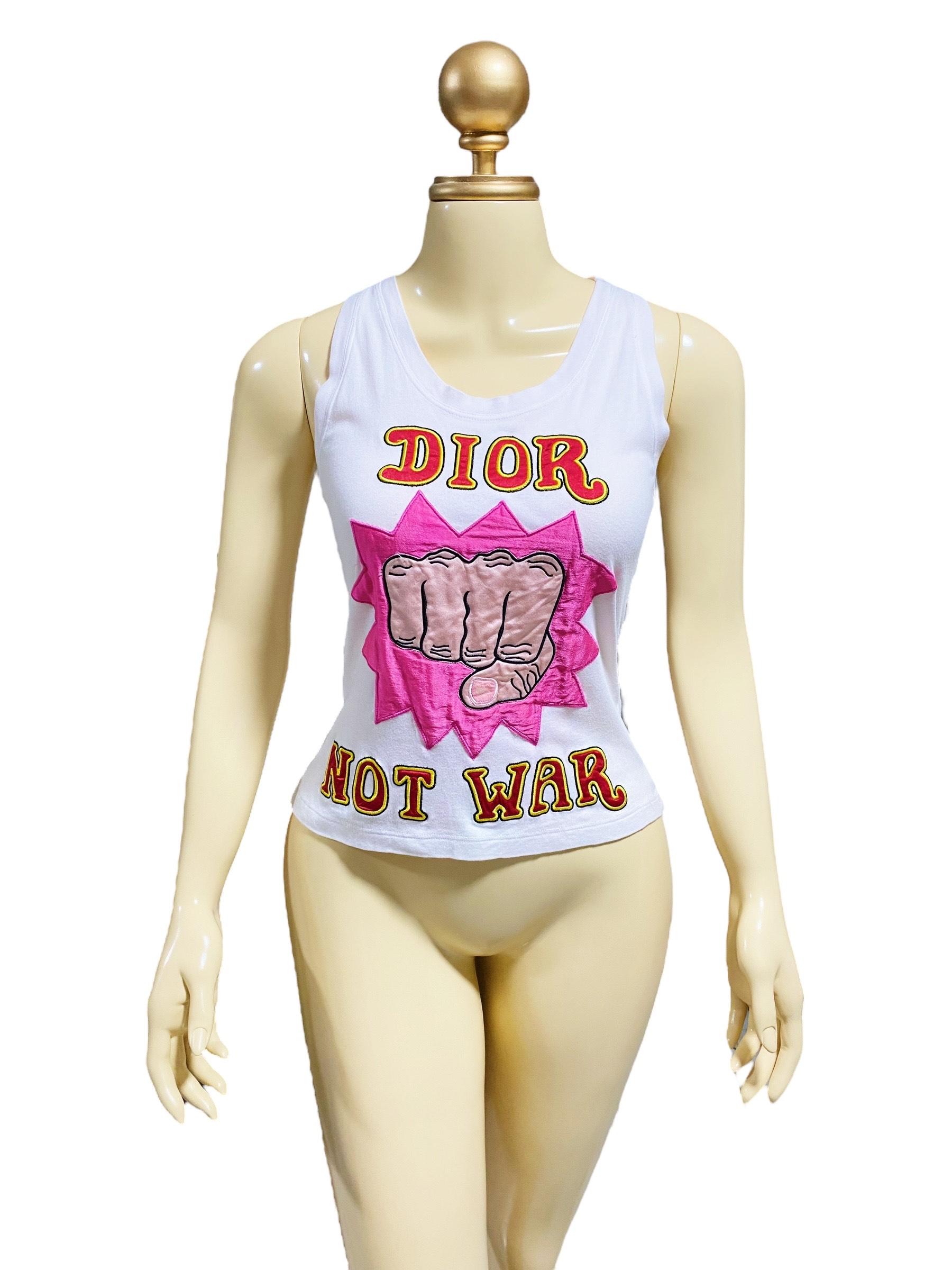 Vintage Rare Runway CHRISTIAN DIOR Tank top. John Galliano for Christian Dior S/S 2005, the top has Vibrant front and back appliqué with embroidered tonal and contrast accent thread at edges. Banded neck and arm holes.

Designer: Christian