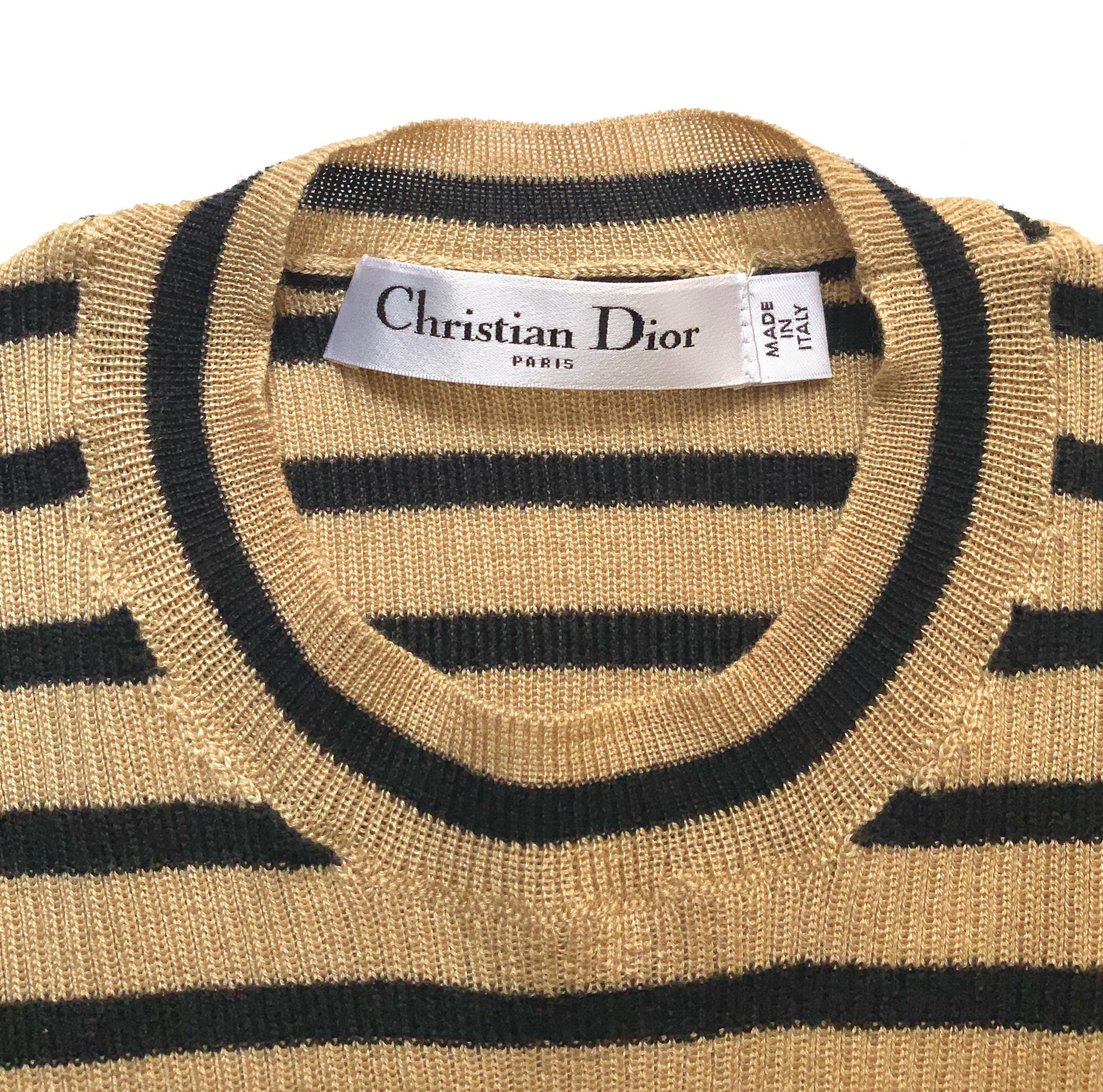 Brown Christian Dior Spring Summer 2020 Cashmere and Silk Ribbed Sweater