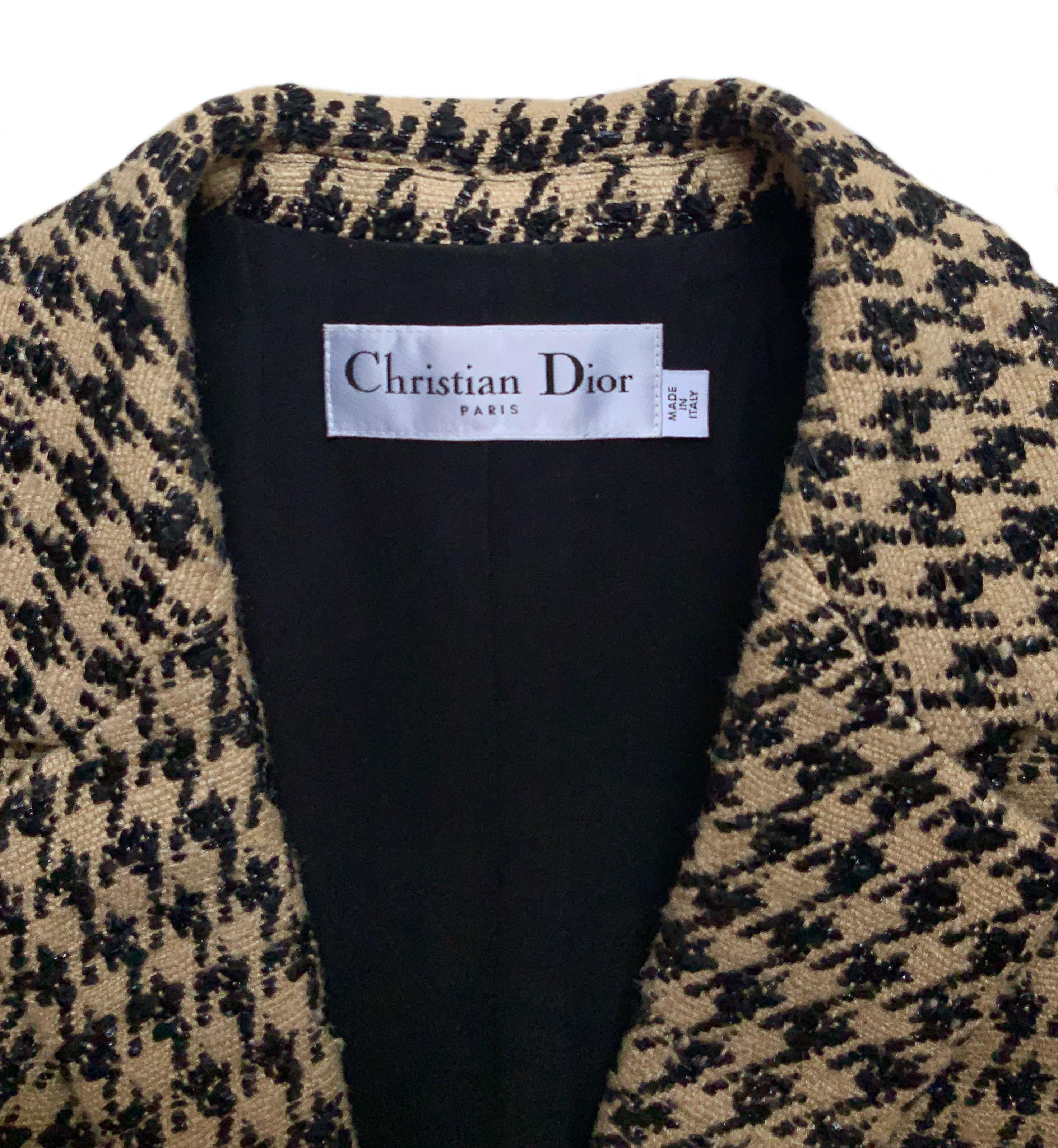 Women's Christian Dior Spring Summer 2020 Pied-de-Poule Silk Canvas Bar Jacket