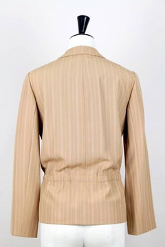 Christian Dior F/S 1976 Haute Couture Marc Bohan Hellbraune Wolljacke mit Nadelstreifen