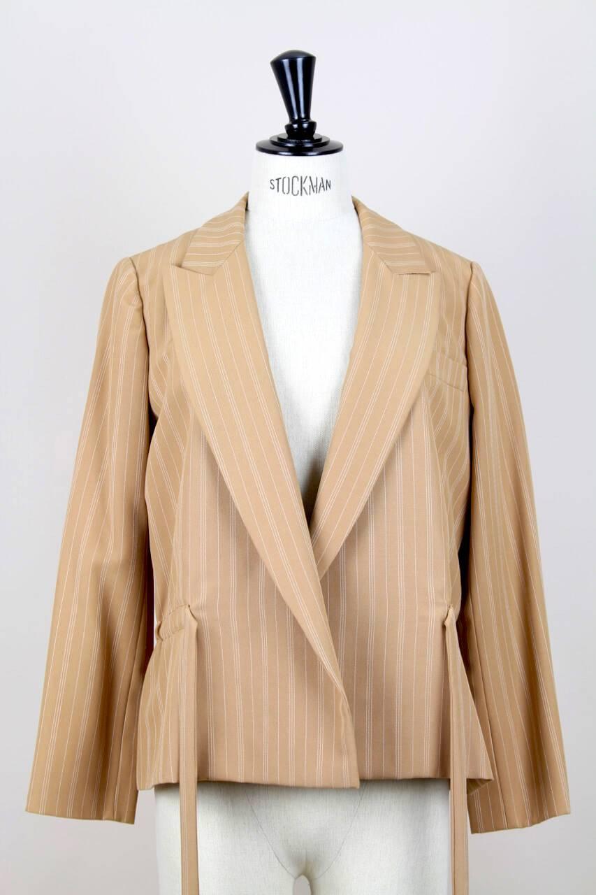 Christian Dior S/S 1976 Haute Couture Marc Bohan Tan Wool Pinstriped Jacket  3