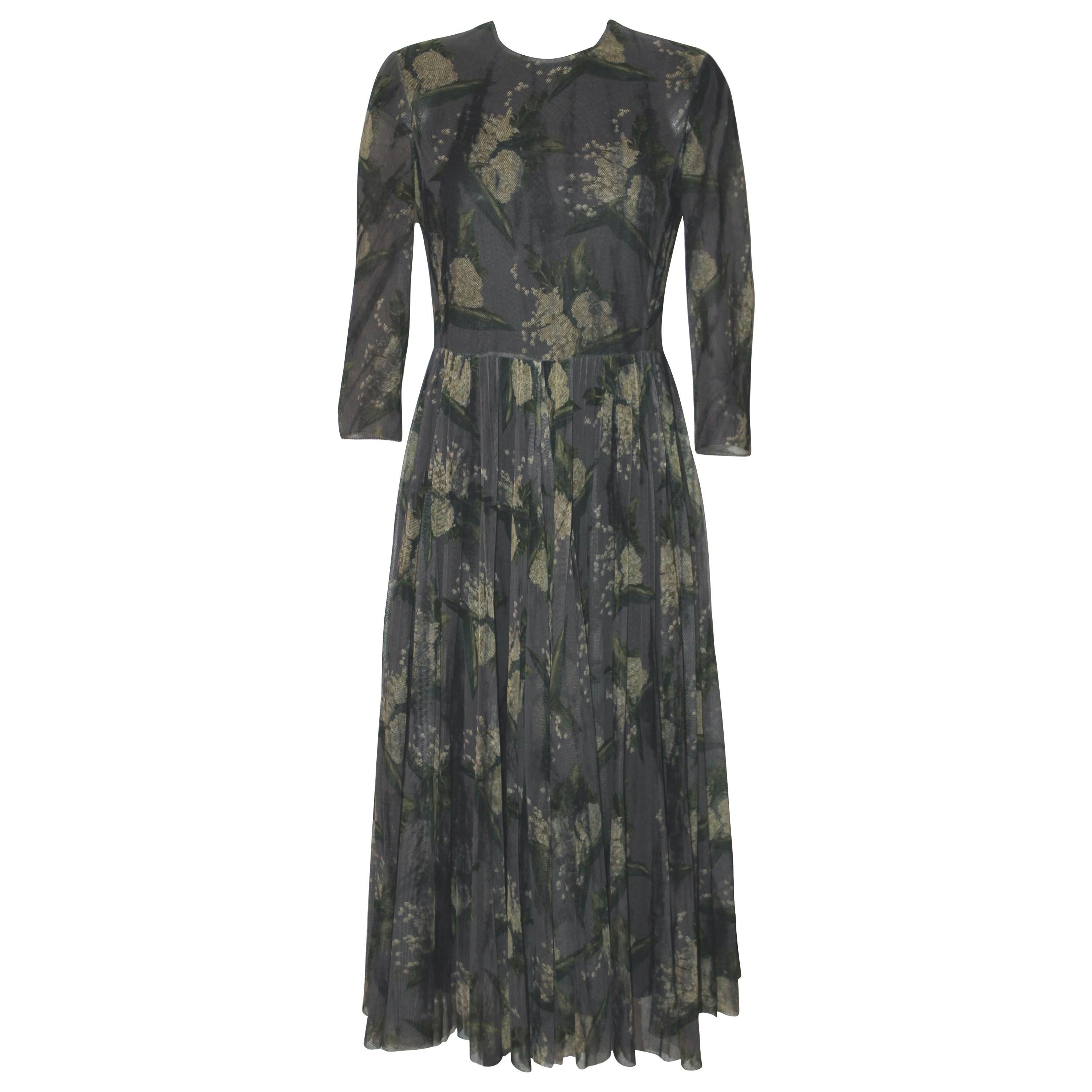 Periodic leather Size Christian Dior SS 2019 Lily of the Valley Print Tulle Dress For Sale at  1stDibs