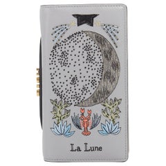 CHRISTIAN DIOR SS17 La Lune Tarot mini pochette en cuir gris brodé