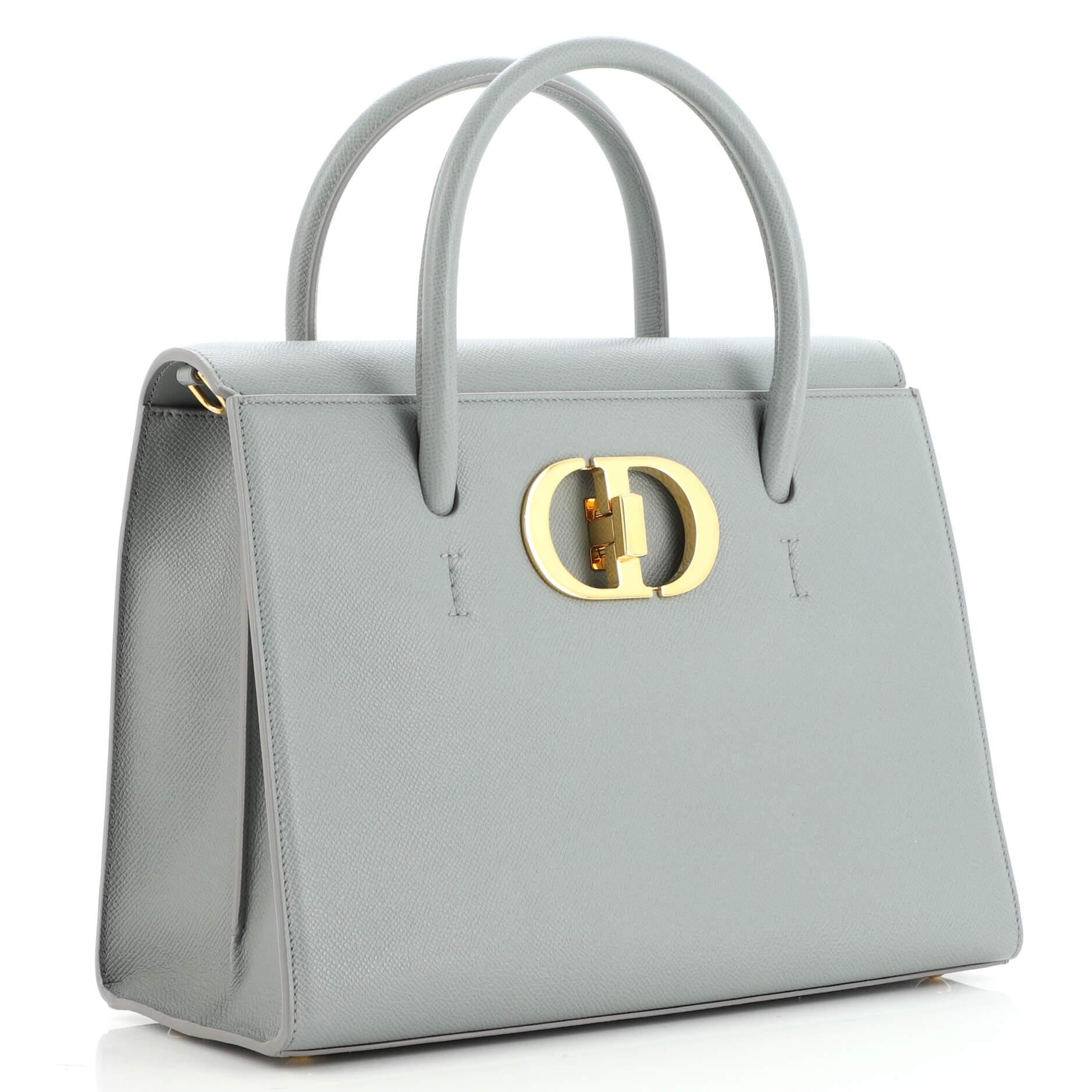 Gray Christian Dior St Honore Tote Leather Large