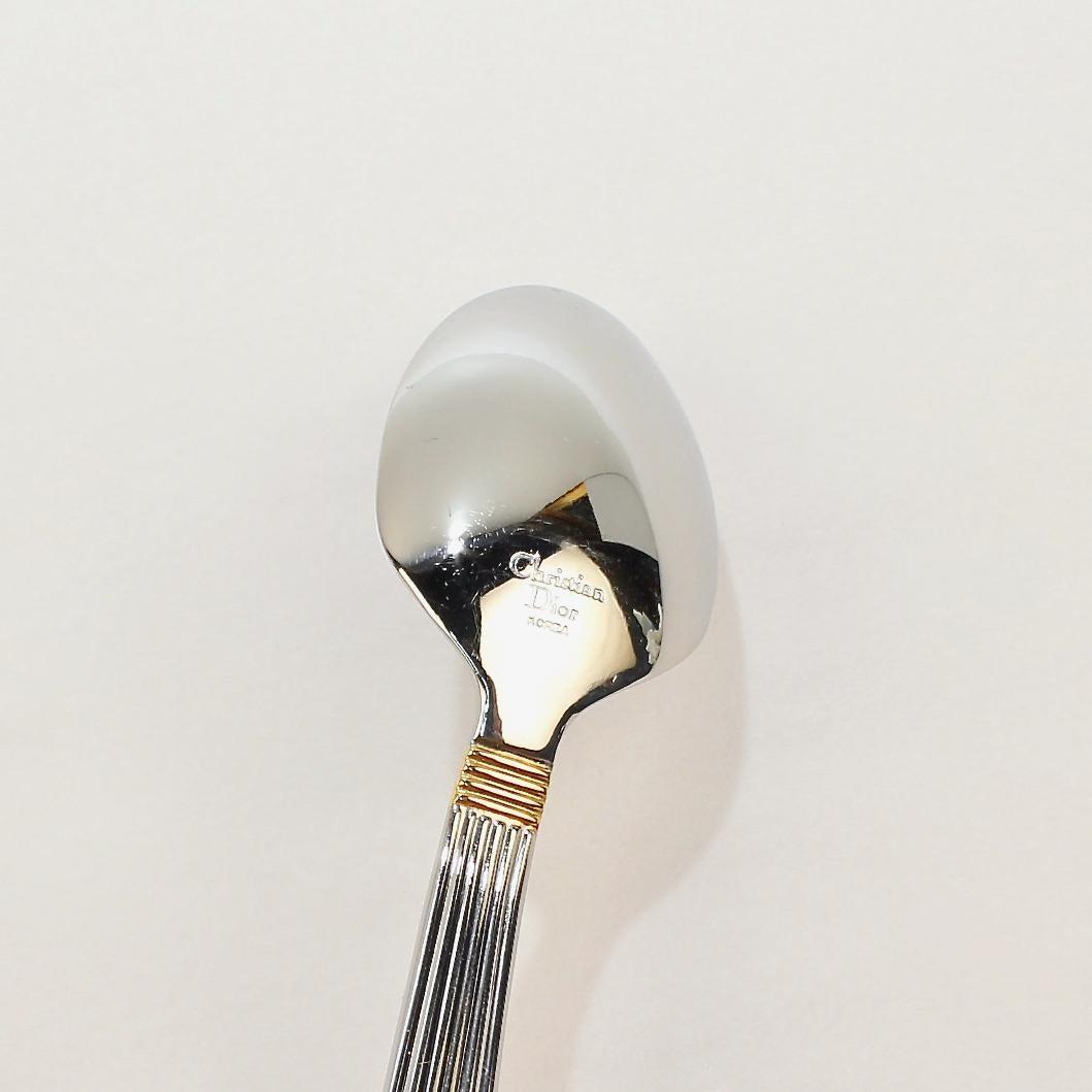 Christian Dior Stainless Steel Gaudron Flatware with Gold Accent Service for 18 5