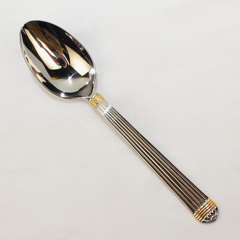 Christian Dior Stainless Steel Gaudron Flatware with Gold Accent