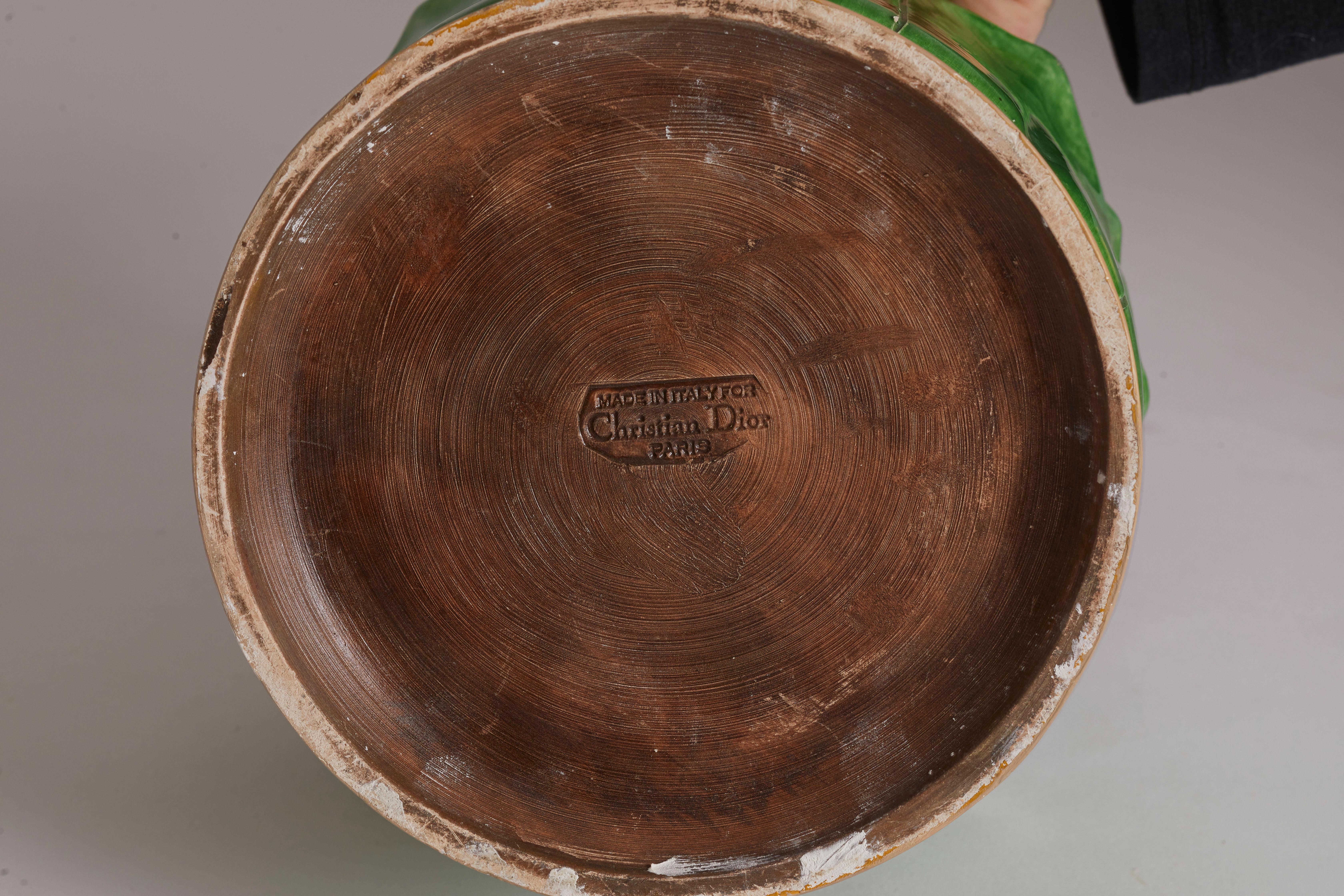 Christian Dior green orchid/plant pot holder stamped and in beautiful condition