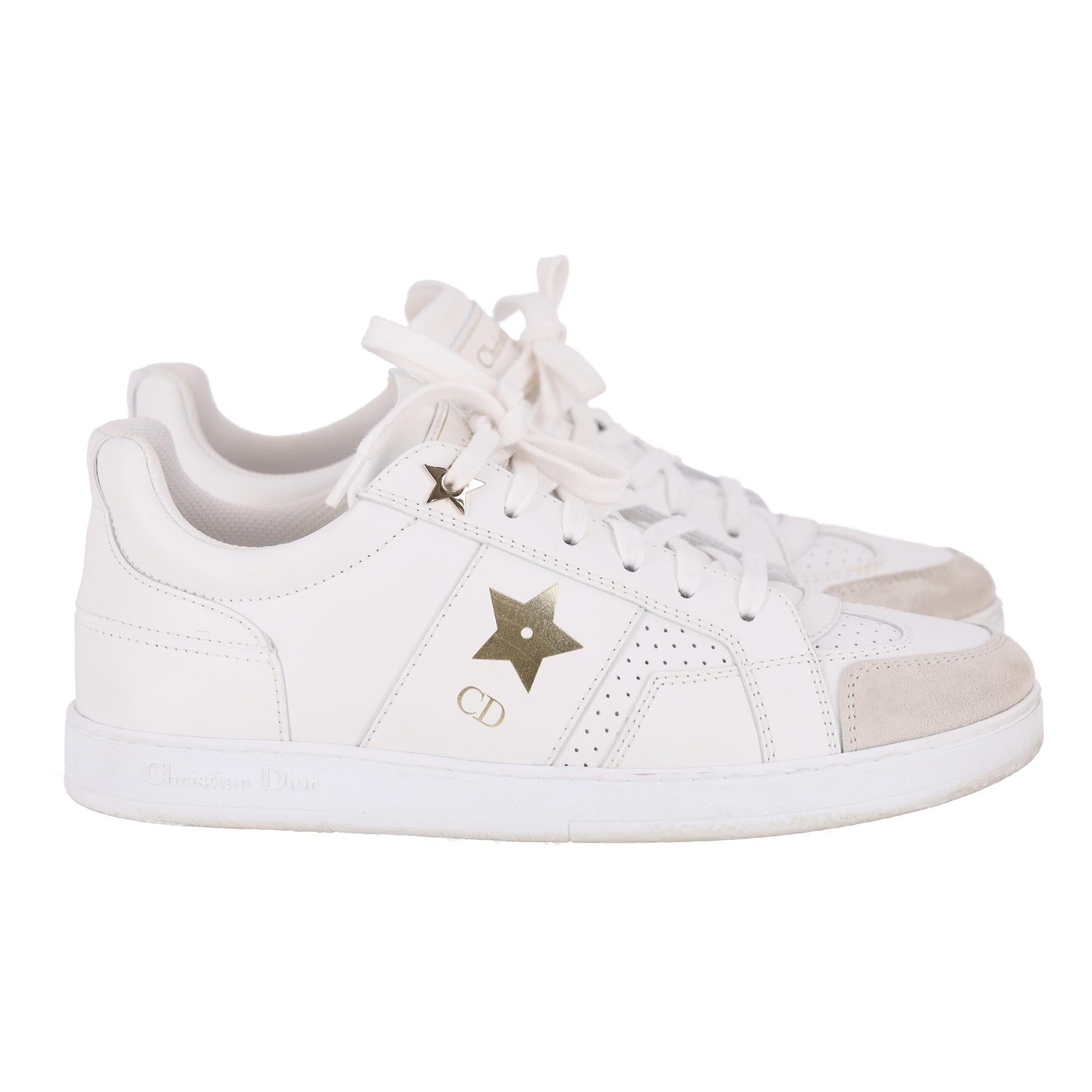 Christian Dior Star Leather & Suede Sneakers In Good Condition For Sale In London, GB