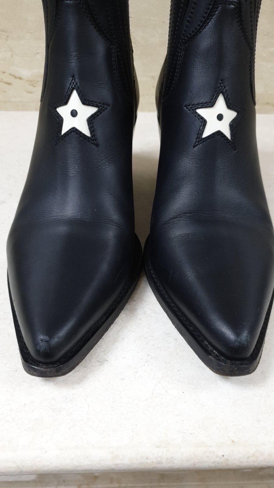 CHRISTIAN DIOR Star Leather Western Boots For Sale 2