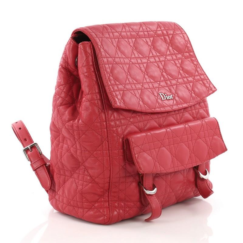 Red Christian Dior Stardust Backpack Cannage Quilt Leather Large