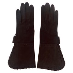 Christian Dior Guantes de ante perforado gris acero 7