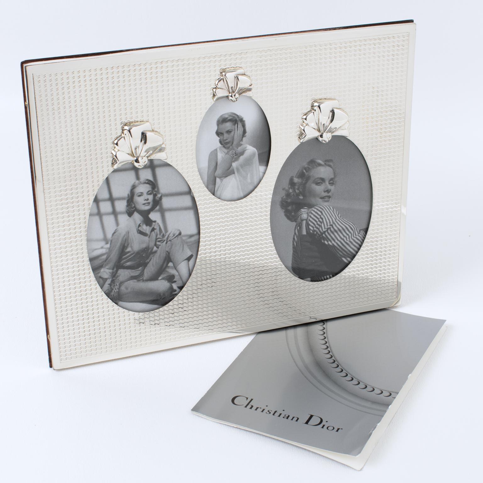Christian Dior Bilderrahmen aus Sterlingsilber mit mehreren Ansichten und Schleifendekor aus Sterlingsilber (Moderne) im Angebot