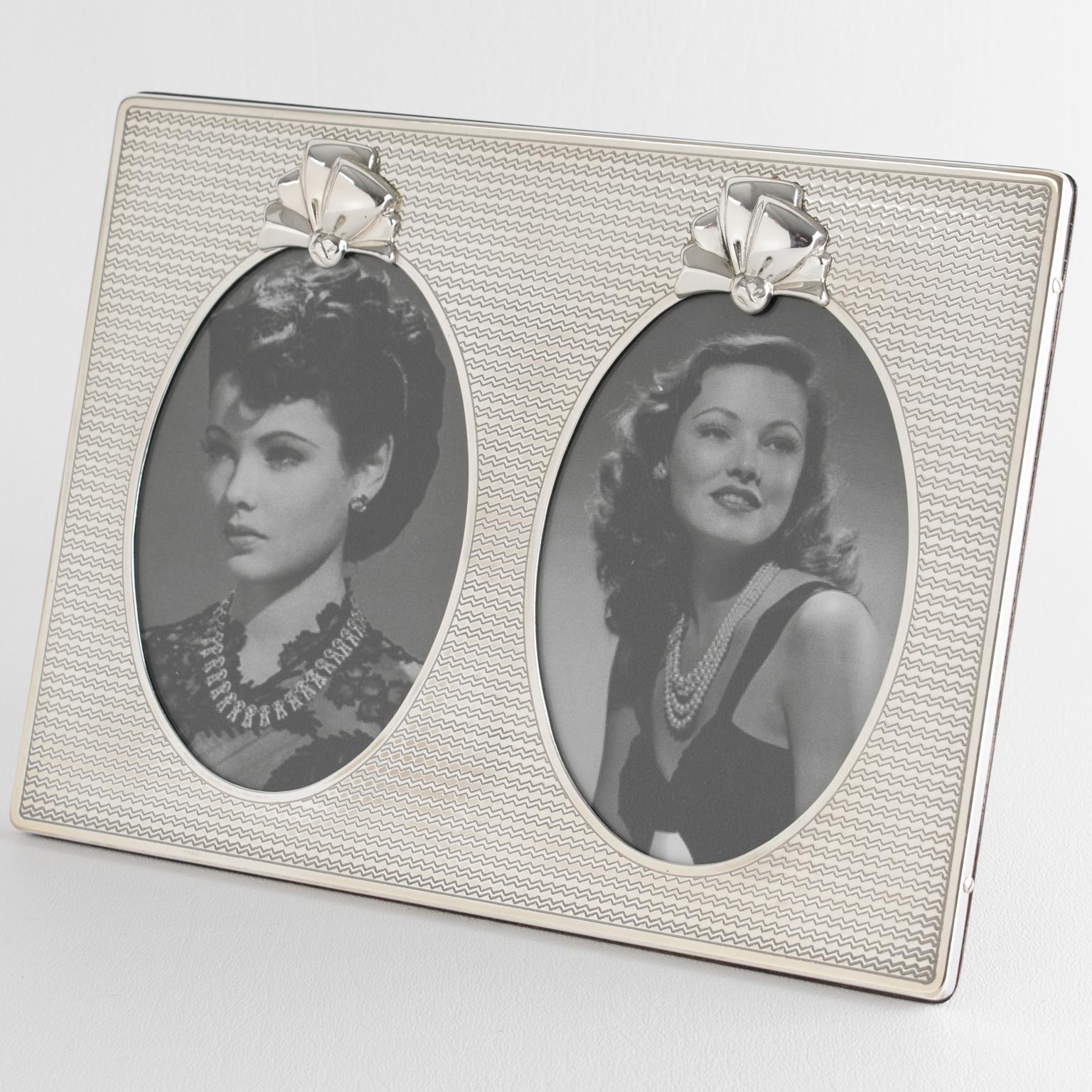 Christian Dior Sterling Silber Zwei Ansichten Bilderrahmen mit Bogen-Motiv (Moderne) im Angebot