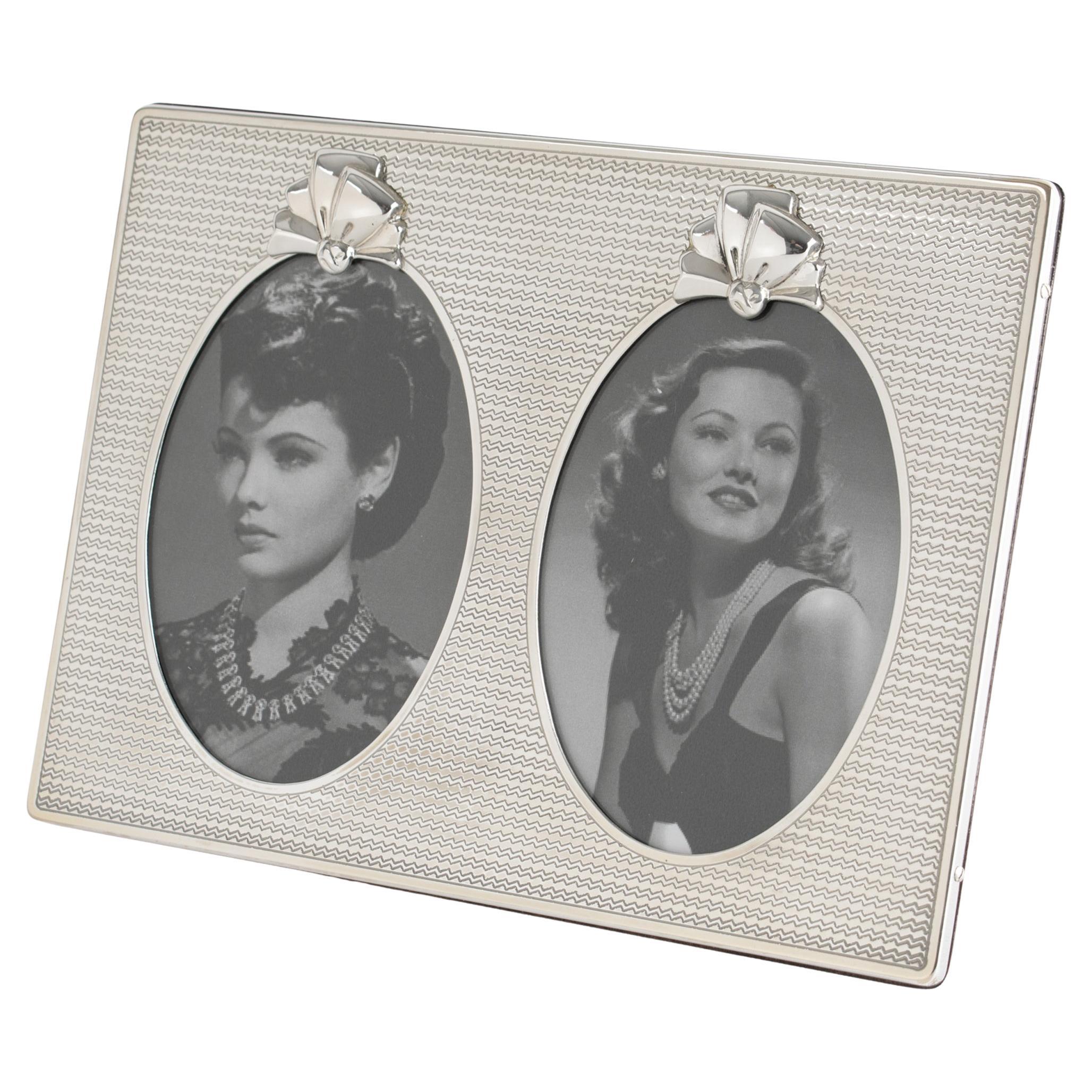Christian Dior Sterling Silber Zwei Ansichten Bilderrahmen mit Bogen-Motiv im Angebot