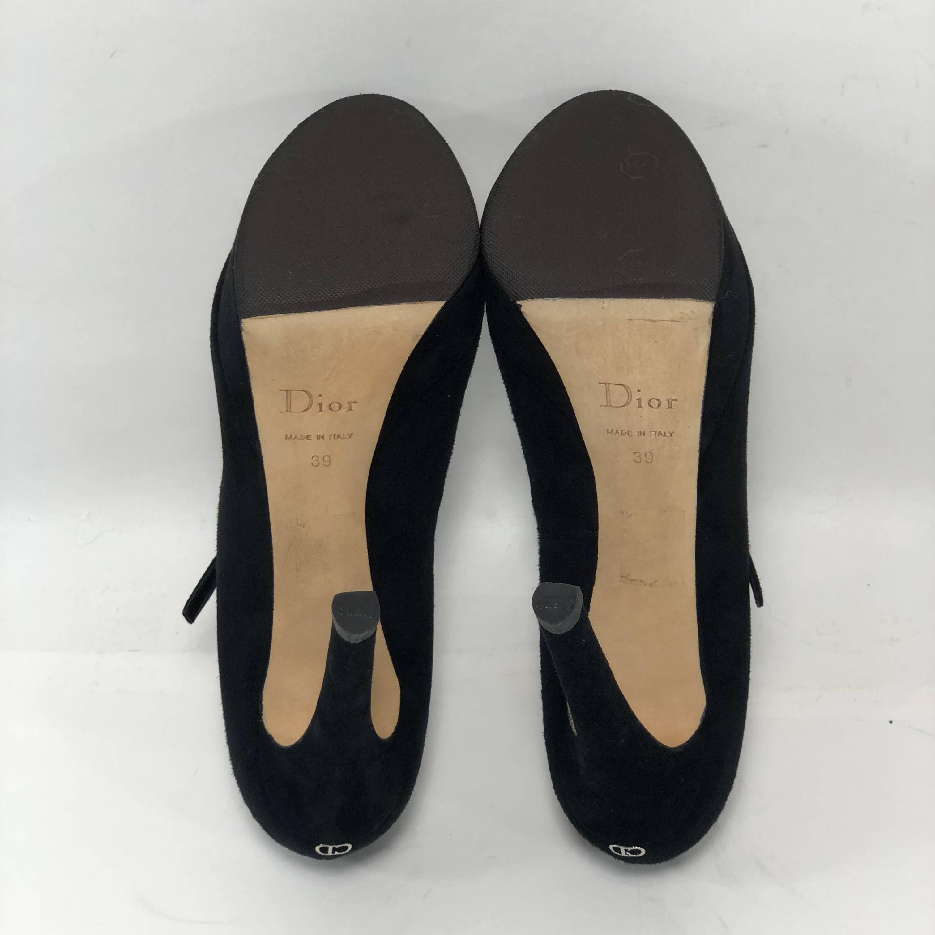 Christian Dior Stiletto Platform Peep Toe in Black Suede For Sale 2