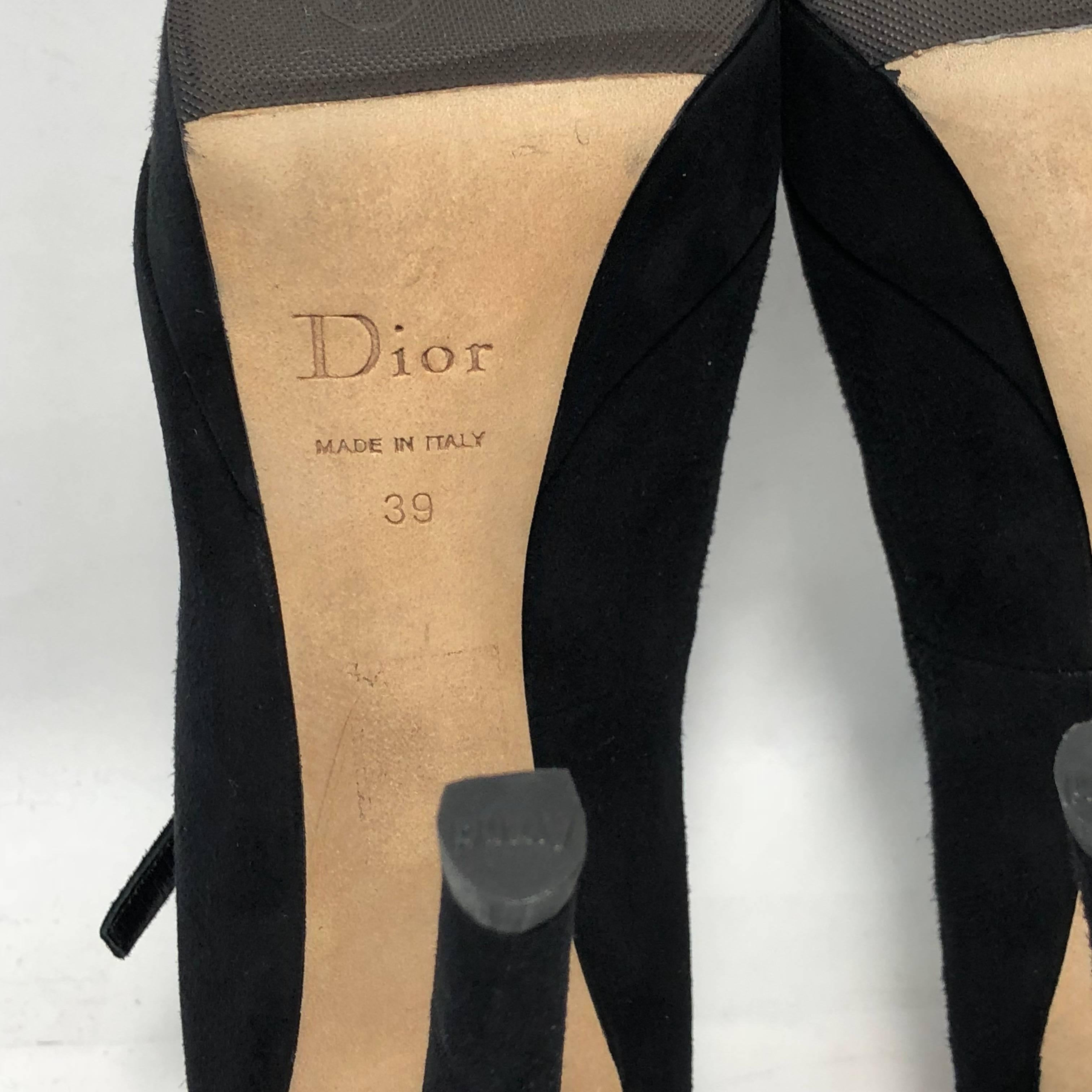 Christian Dior Stiletto Platform Peep Toe in Black Suede For Sale 3