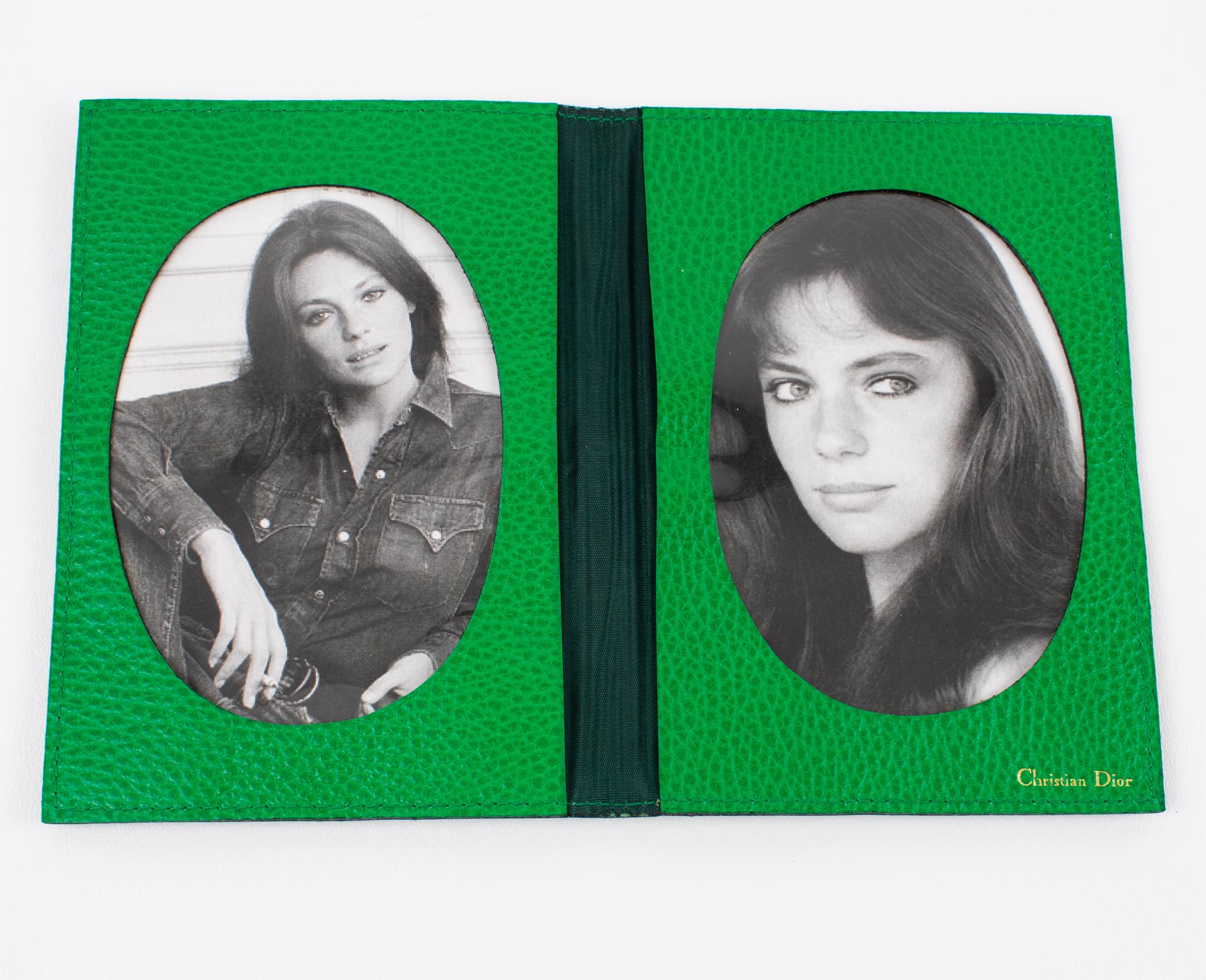 Moderne Christian Dior - Cadre photo de voyage pliant en cuir cousu à double vue en vente