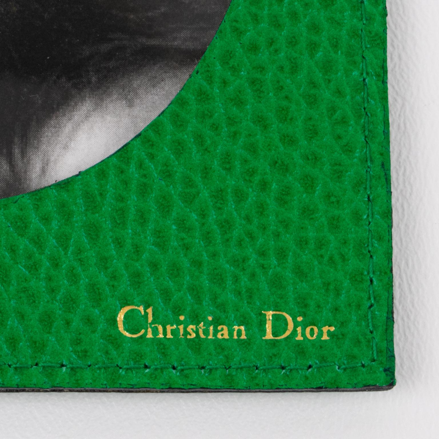 Portarretratos plegable de viaje de doble vista de piel cosida Christian Dior Metal en venta