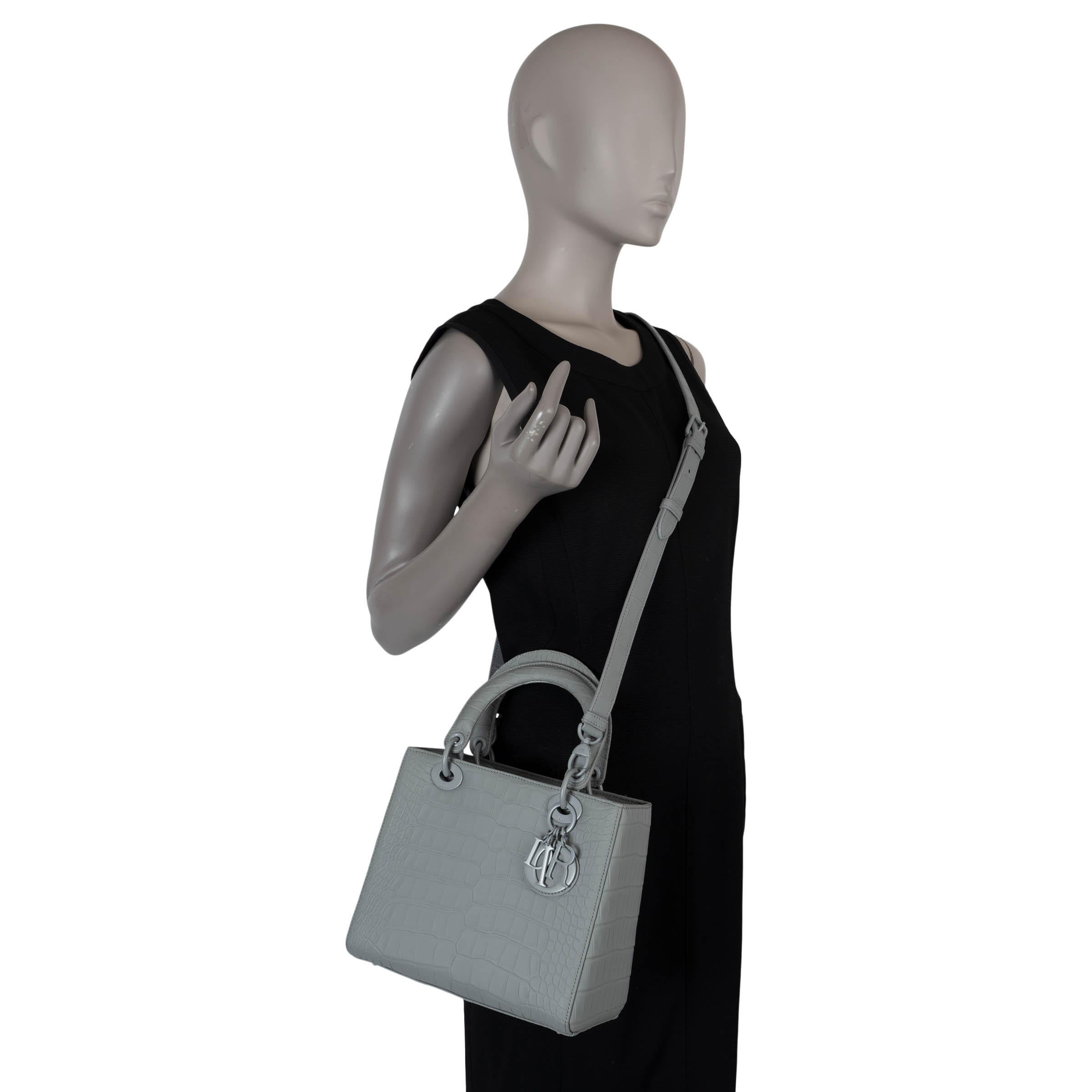 CHRISTIAN DIOR Stoen grey 2020 MEDIUM LADEY DIOR ULTRAMATTE CROC Bag For Sale 6
