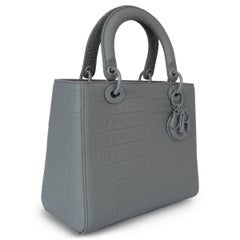 CHRISTIAN DIOR Stoen grey 2020 MEDIUM LADEY DIOR ULTRAMATTE CROC Bag