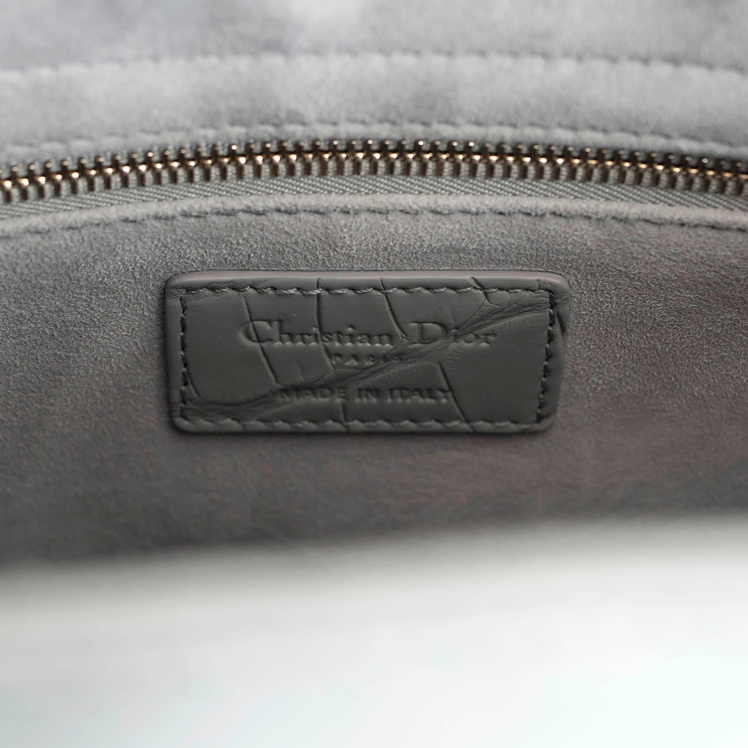 CHRISTIAN DIOR Stoen grey 2020 MEDIUM LADEY DIOR ULTRAMATTE CROC Bag For Sale 3
