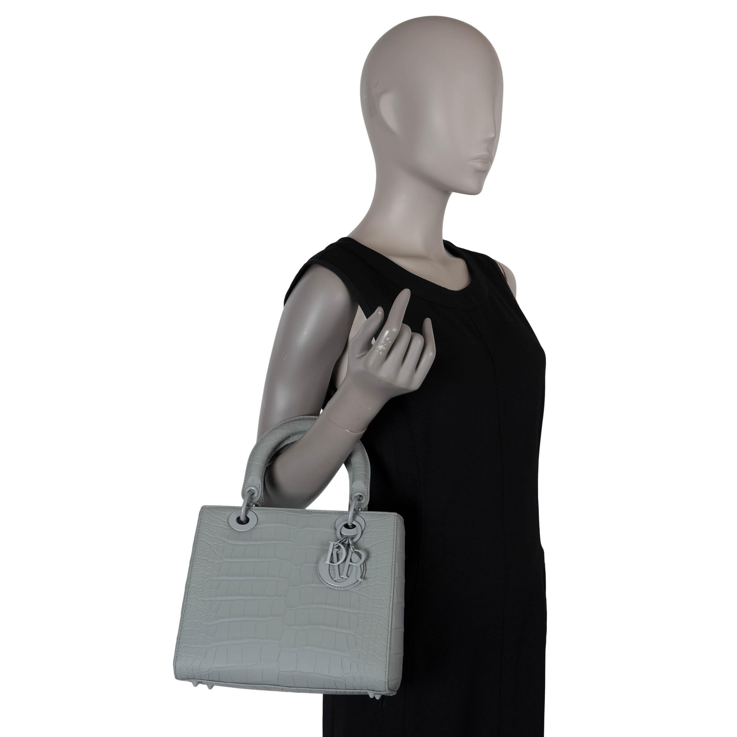 CHRISTIAN DIOR Stoen grey 2020 MEDIUM LADEY DIOR ULTRAMATTE CROC Bag For Sale 5