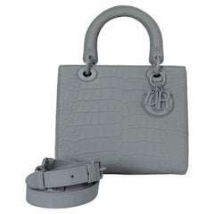 CHRISTIAN DIOR Stoen grey 2020 MEDIUM LADEY DIOR ULTRAMATTE CROC Bag