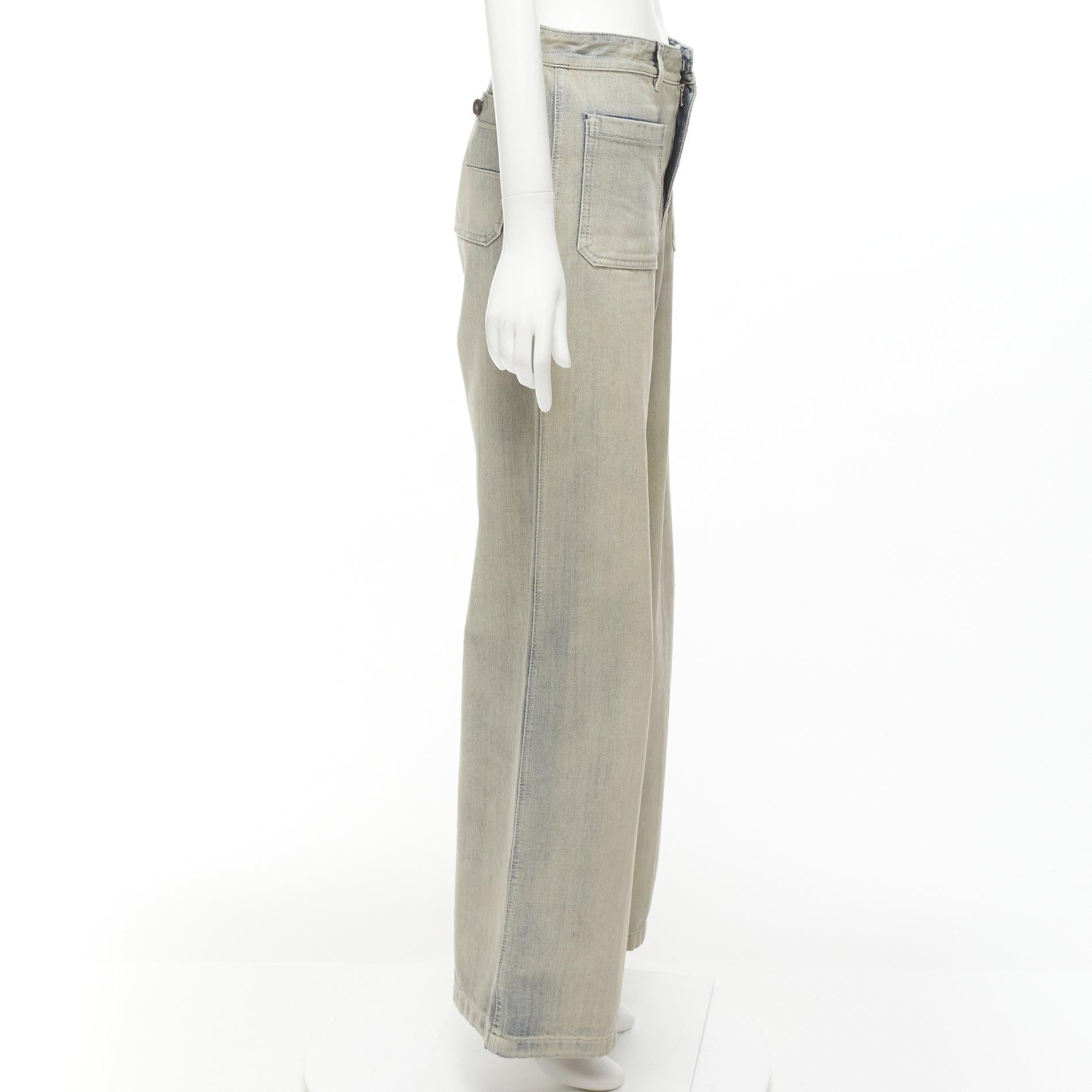 CHRISTIAN DIOR stone blue washed denim wide legs boyfriend jeans In Excellent Condition In Hong Kong, NT