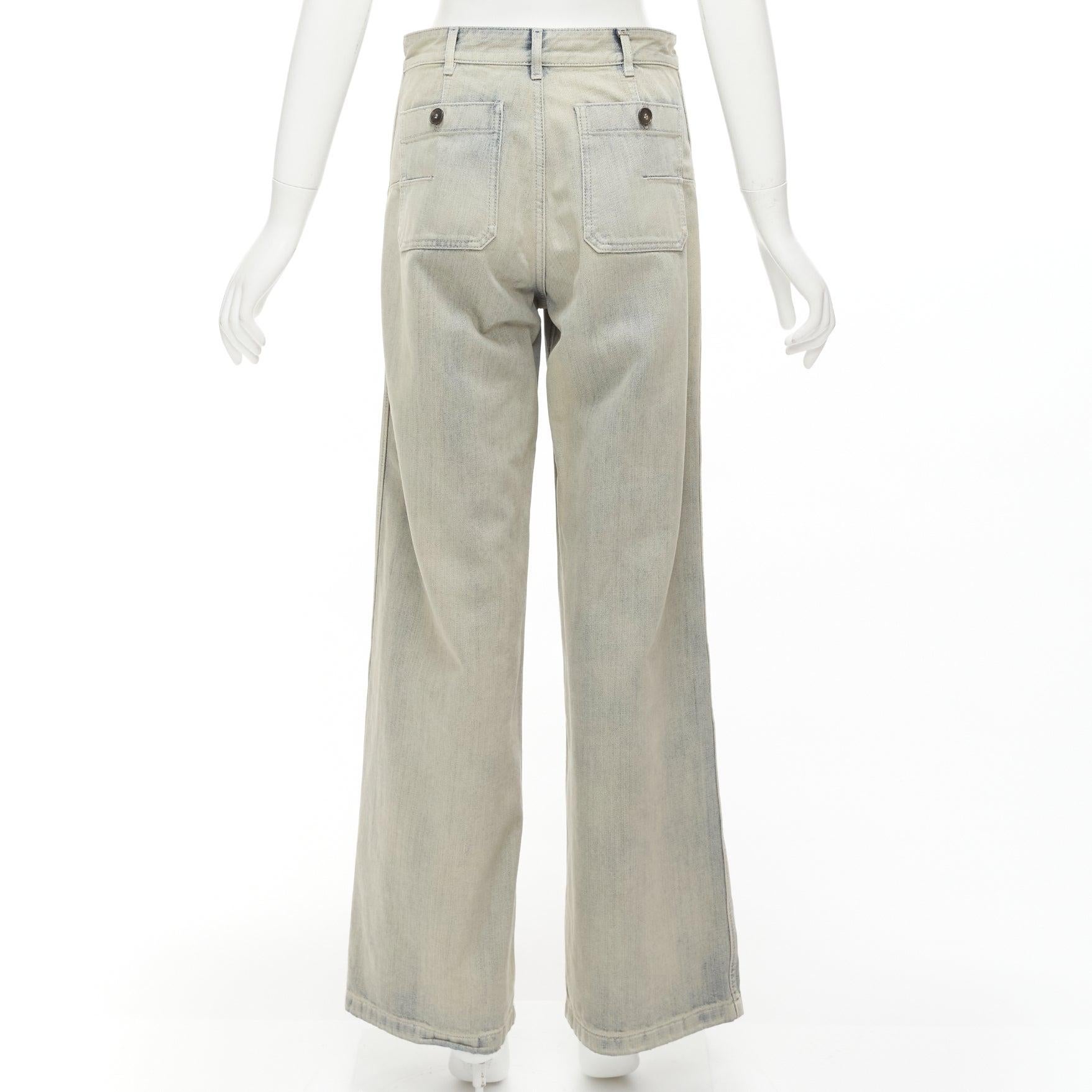 Women's CHRISTIAN DIOR stone blue washed denim wide legs boyfriend jeans