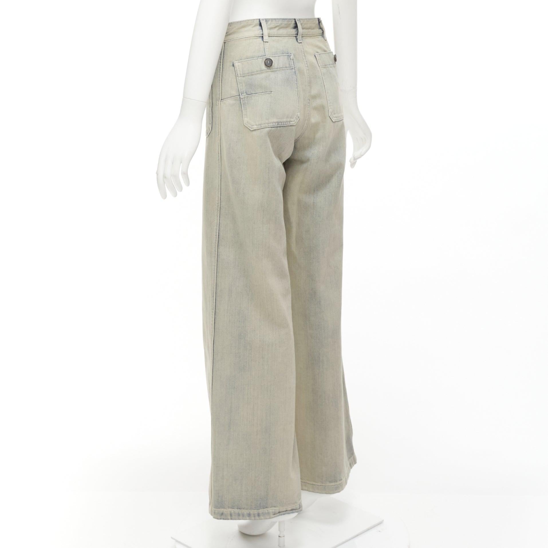 CHRISTIAN DIOR stone blue washed denim wide legs boyfriend jeans 1