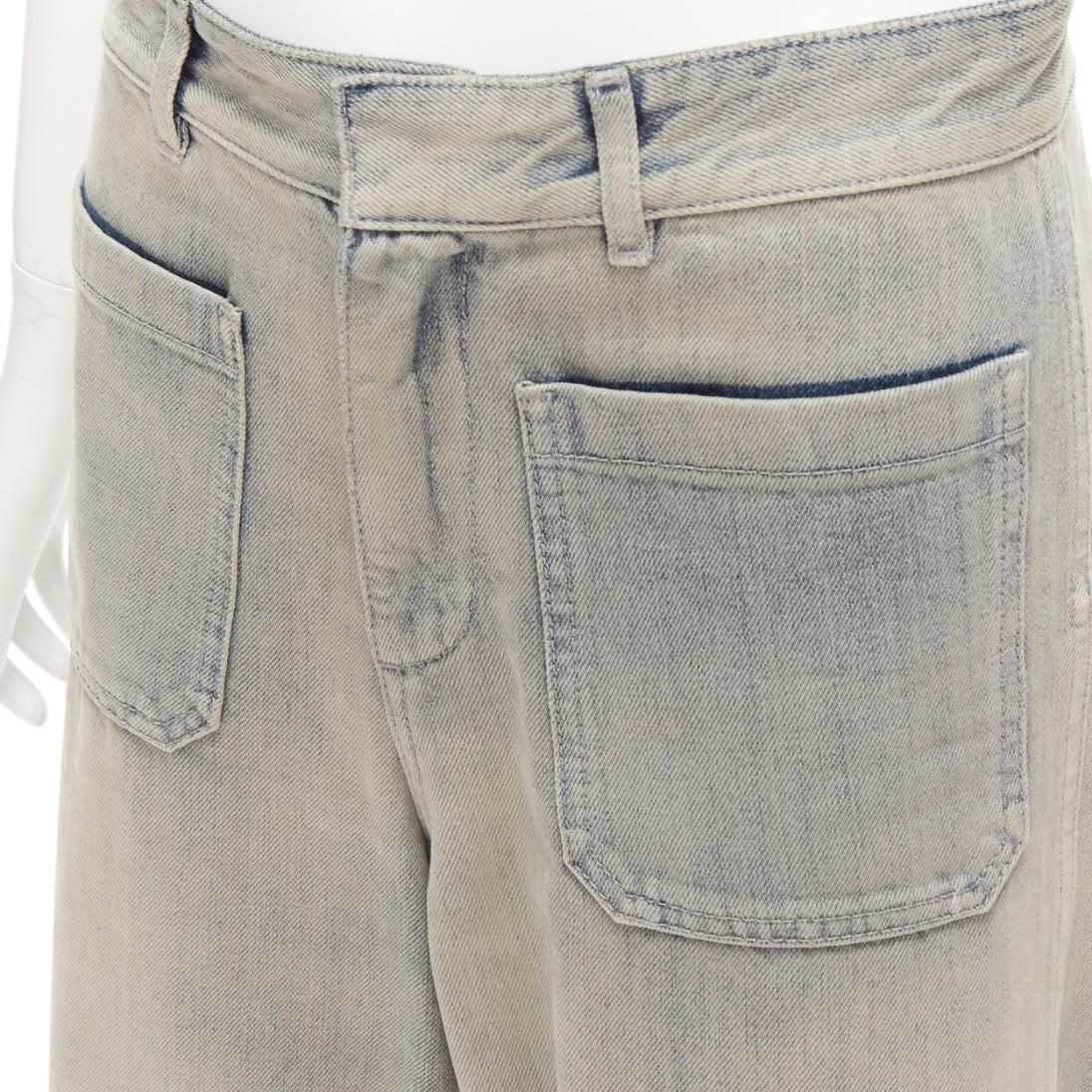 CHRISTIAN DIOR stone blue washed denim wide legs boyfriend jeans For Sale 3