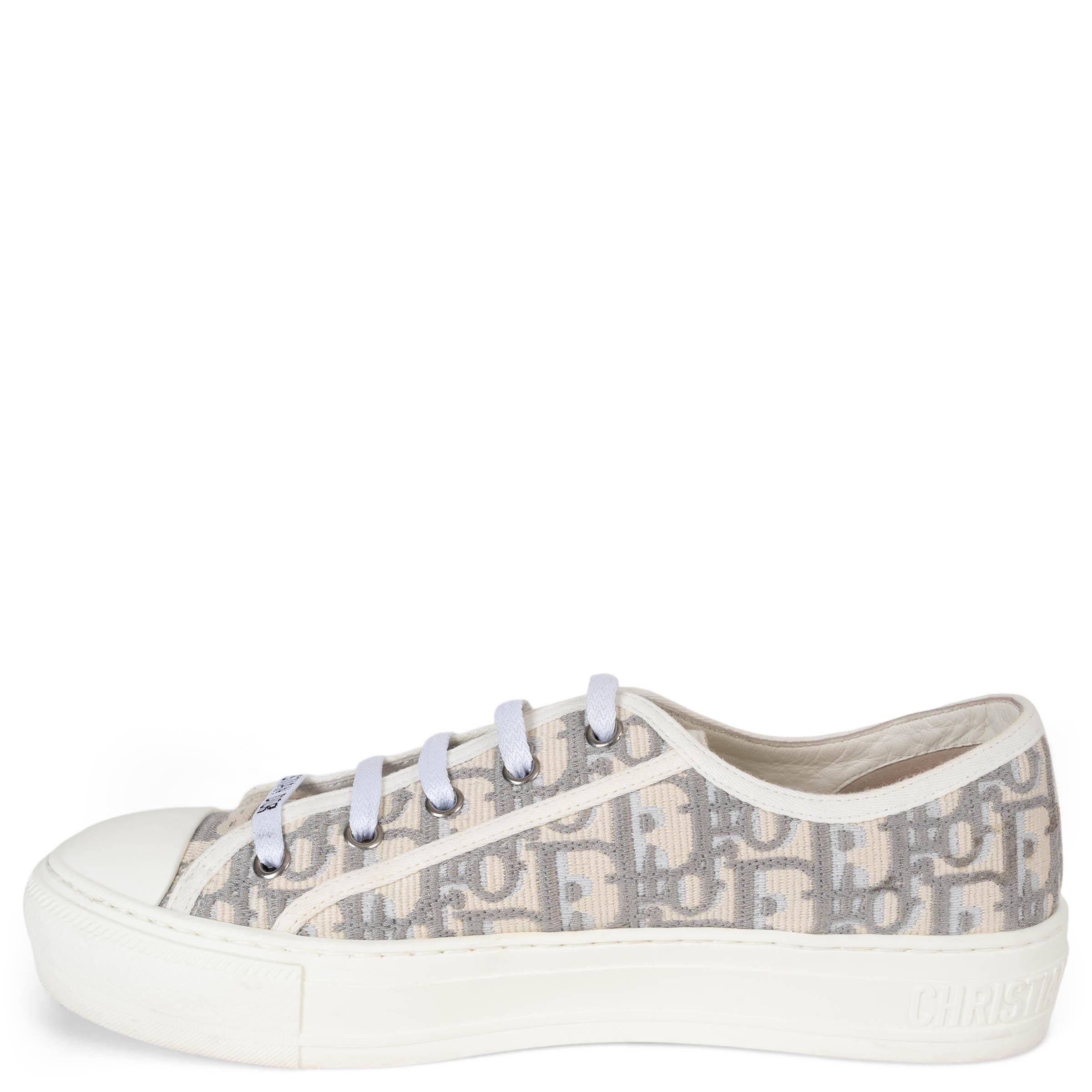 CHRISTIAN DIOR steingrau Oblique Leinwand WALK'N'DIOR Turnschuhe Schuhe 38 (Grau) im Angebot