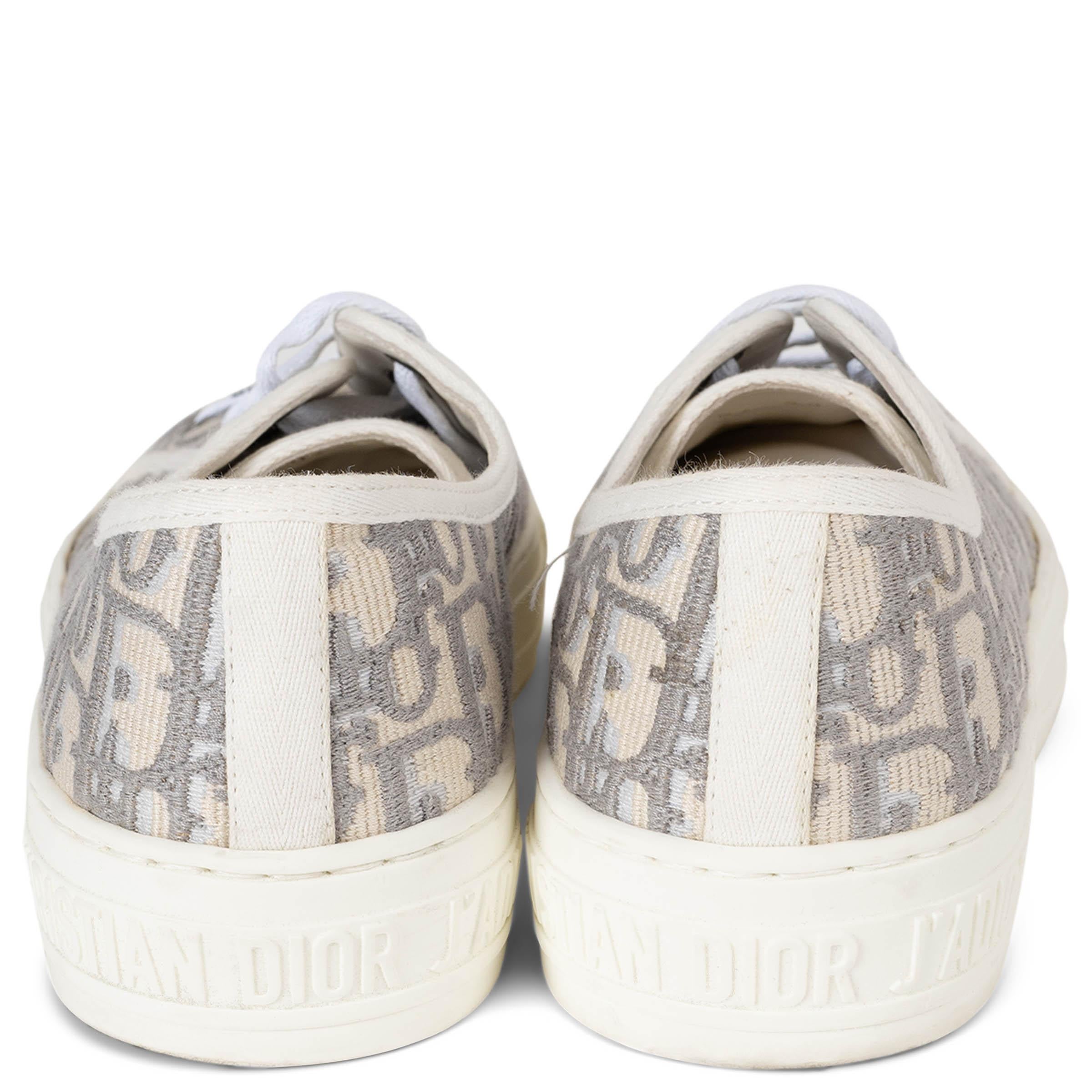 CHRISTIAN DIOR steingrau Oblique Leinwand WALK'N'DIOR Turnschuhe Schuhe 38 Damen im Angebot