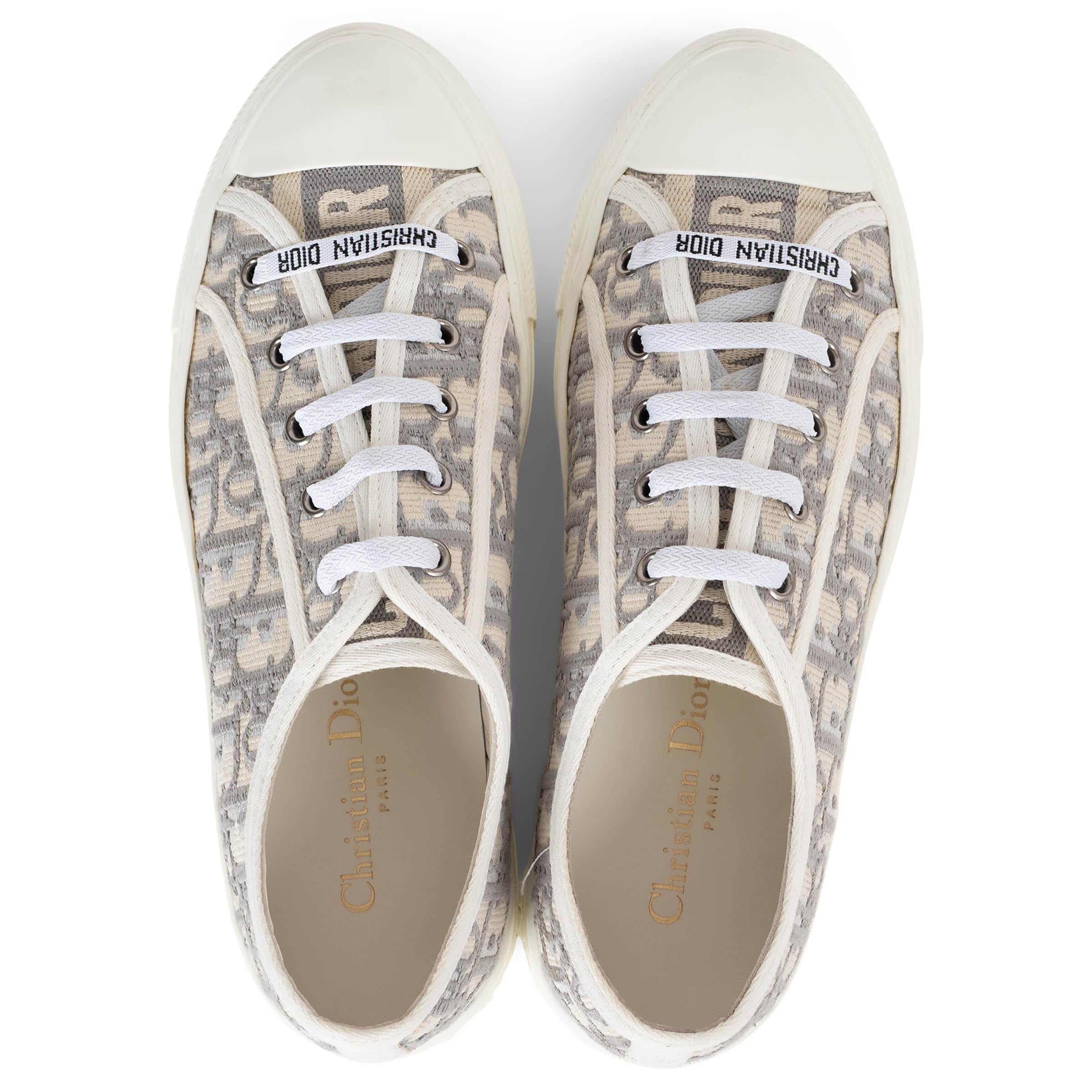 CHRISTIAN DIOR steingrau Oblique Leinwand WALK'N'DIOR Turnschuhe Schuhe 38 im Angebot 1