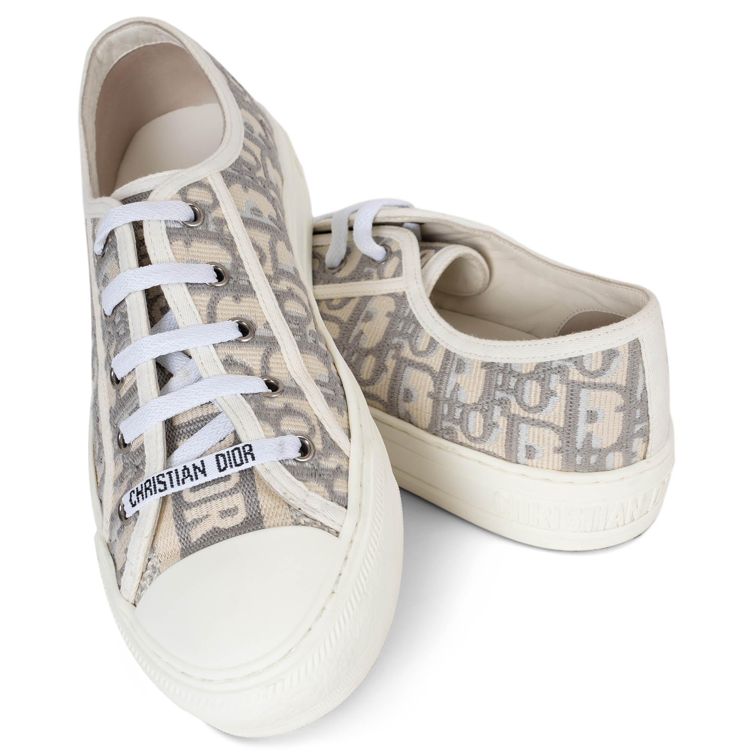 CHRISTIAN DIOR steingrau Oblique Leinwand WALK'N'DIOR Turnschuhe Schuhe 38 im Angebot 2