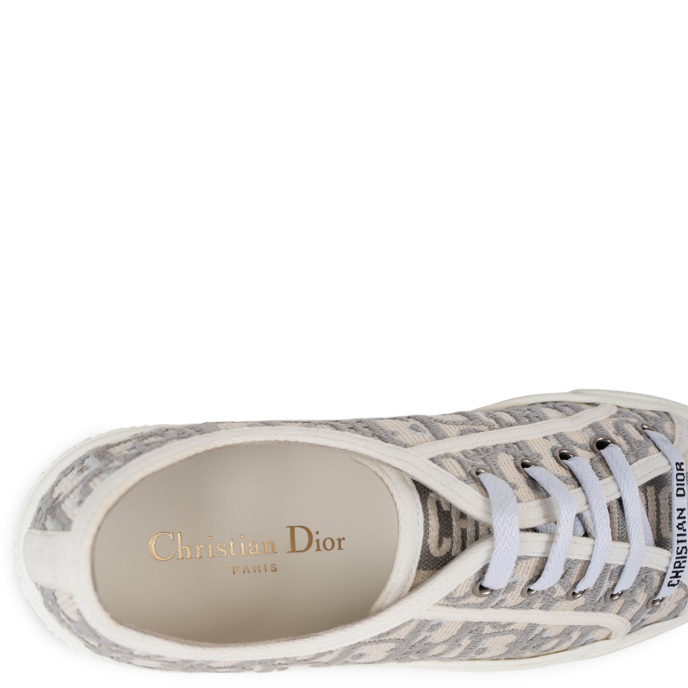 CHRISTIAN DIOR steingrau Oblique Leinwand WALK'N'DIOR Turnschuhe Schuhe 38 im Angebot 3