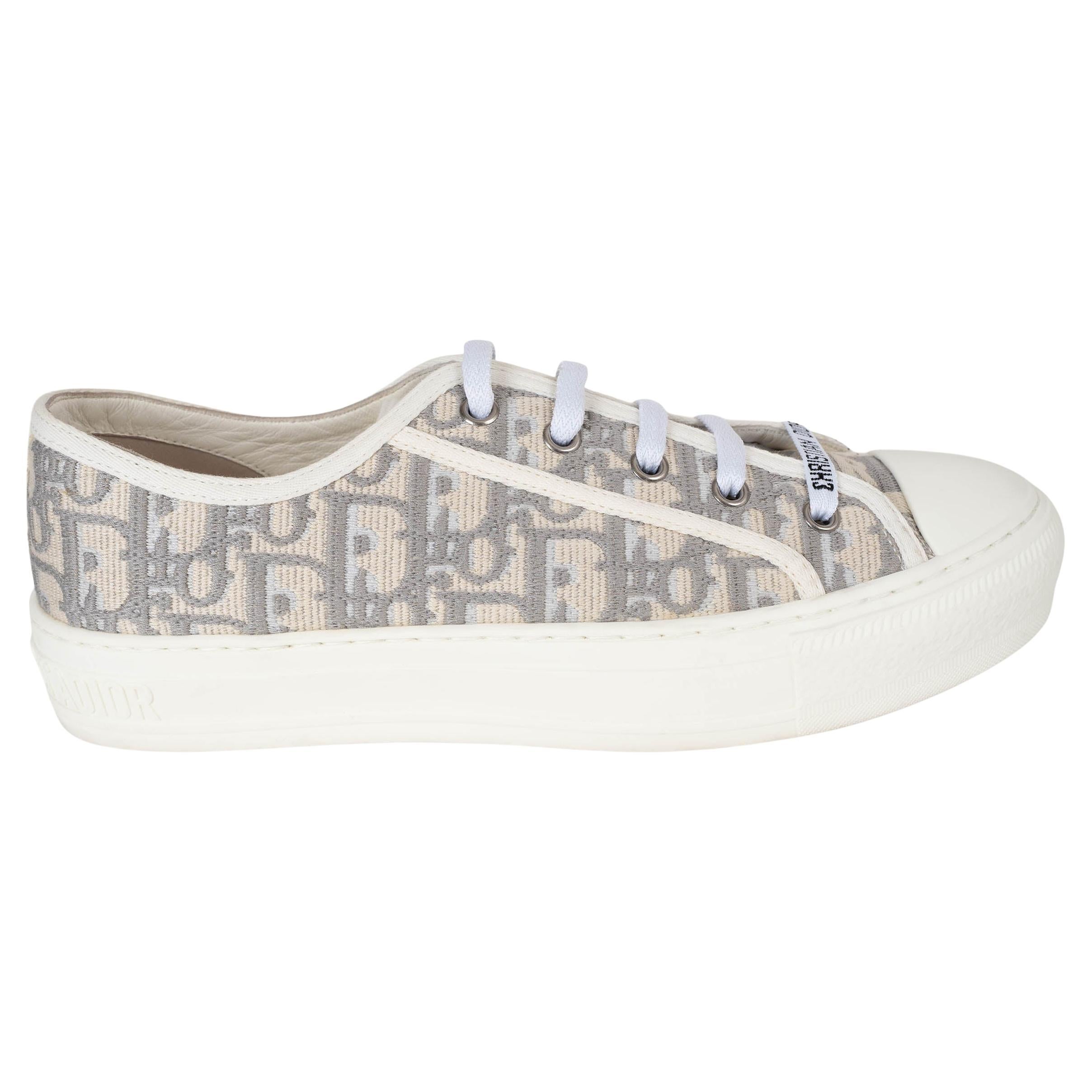 CHRISTIAN DIOR gris pierre Toile oblique WALK'N'DIOR Chaussures de sport 38