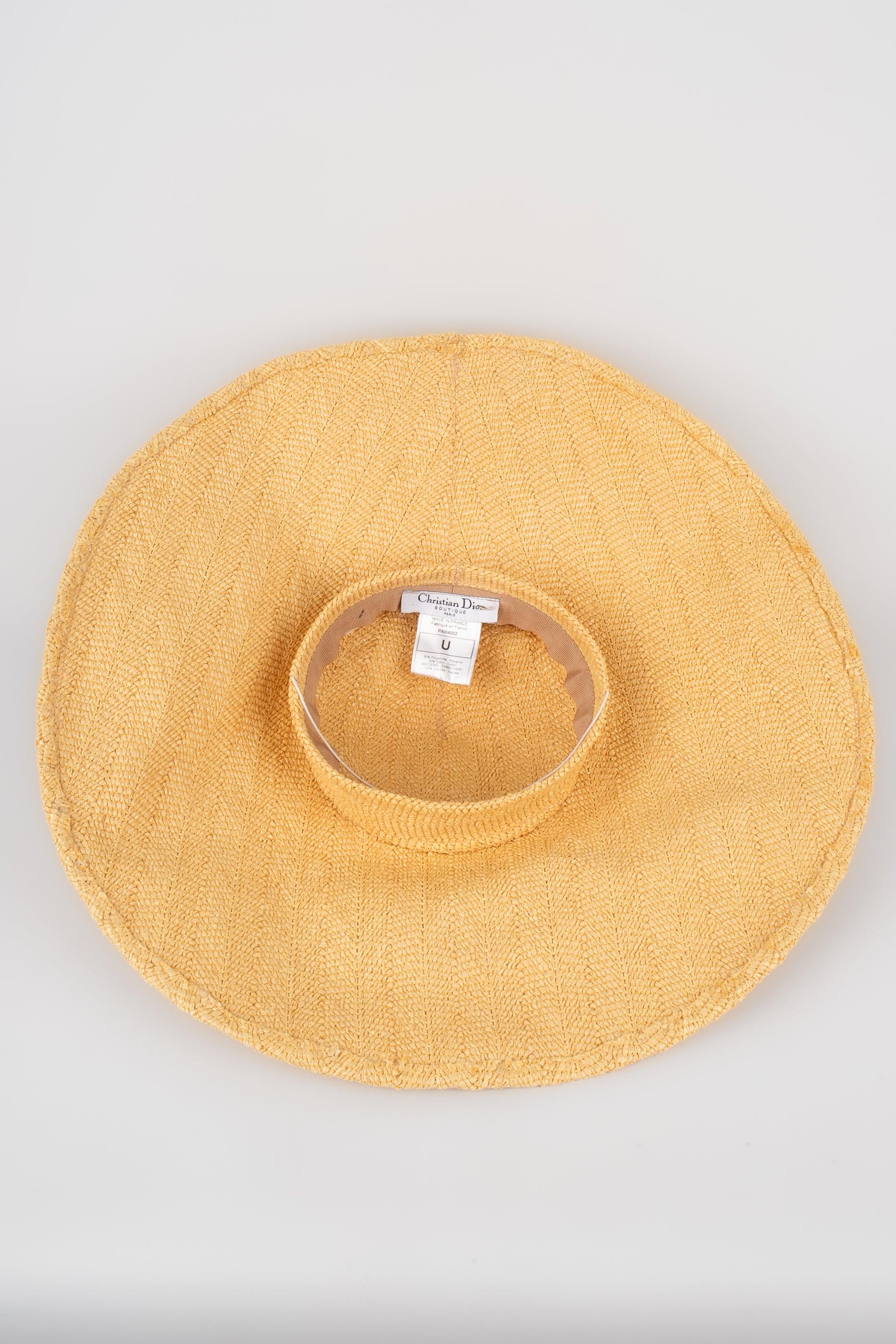 Christian Dior Straw Hat Embroidered with Raffia Flowers, 2005 3
