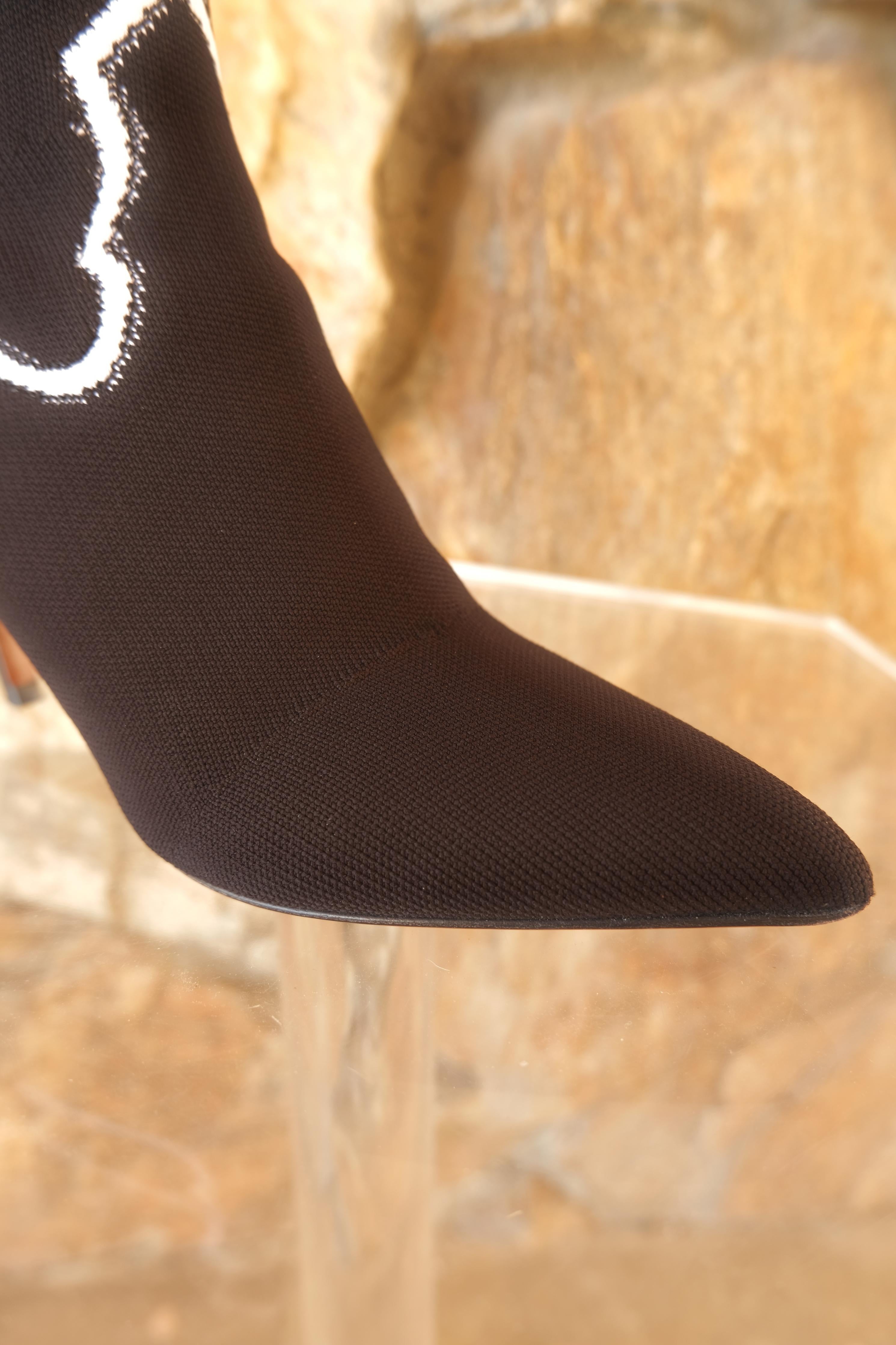 Women's CHRISTIAN DIOR Stretch Knit Jacquard Cowboy Sock Boots