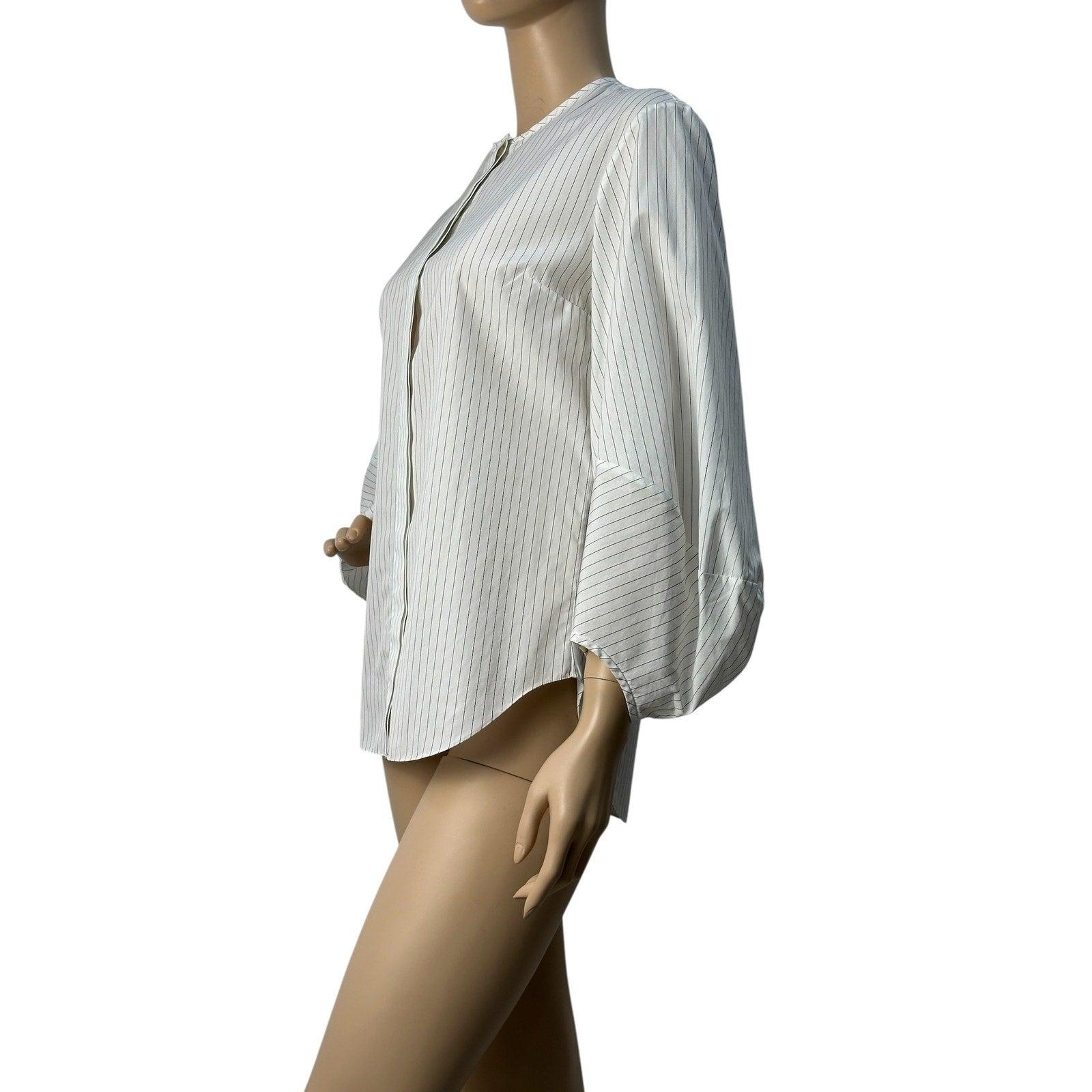 Grigio Christian Dior - Camicia con maniche voluminose a righe - Sz.36 in vendita